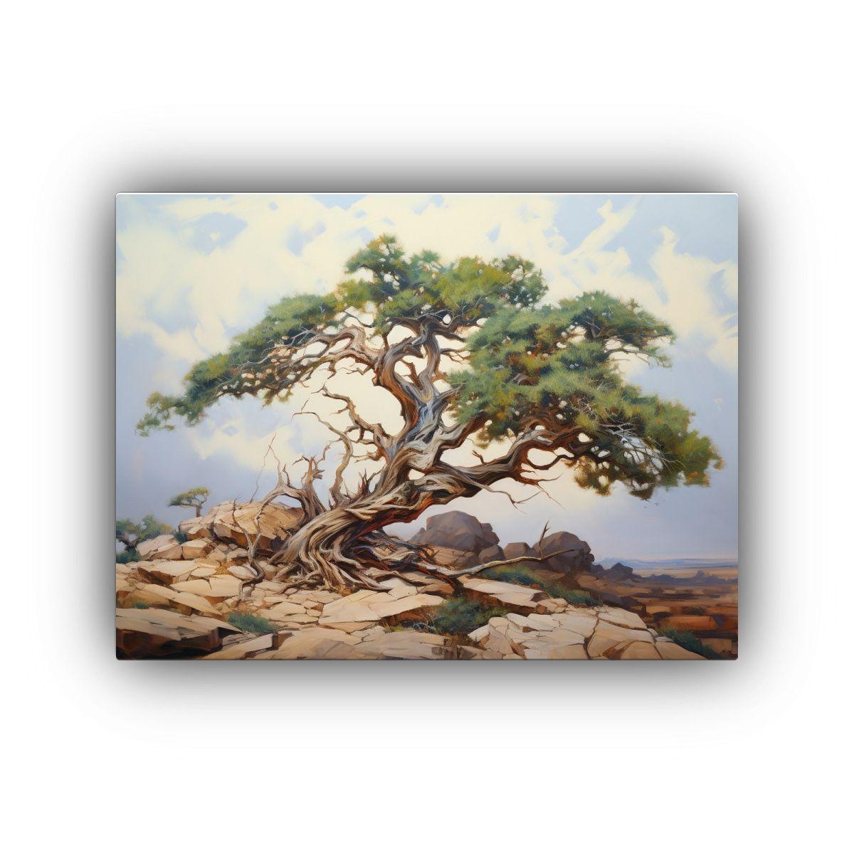 Pintura Abstracta Detallada En Estilo óleo De Un árbol En  65x50cm-0