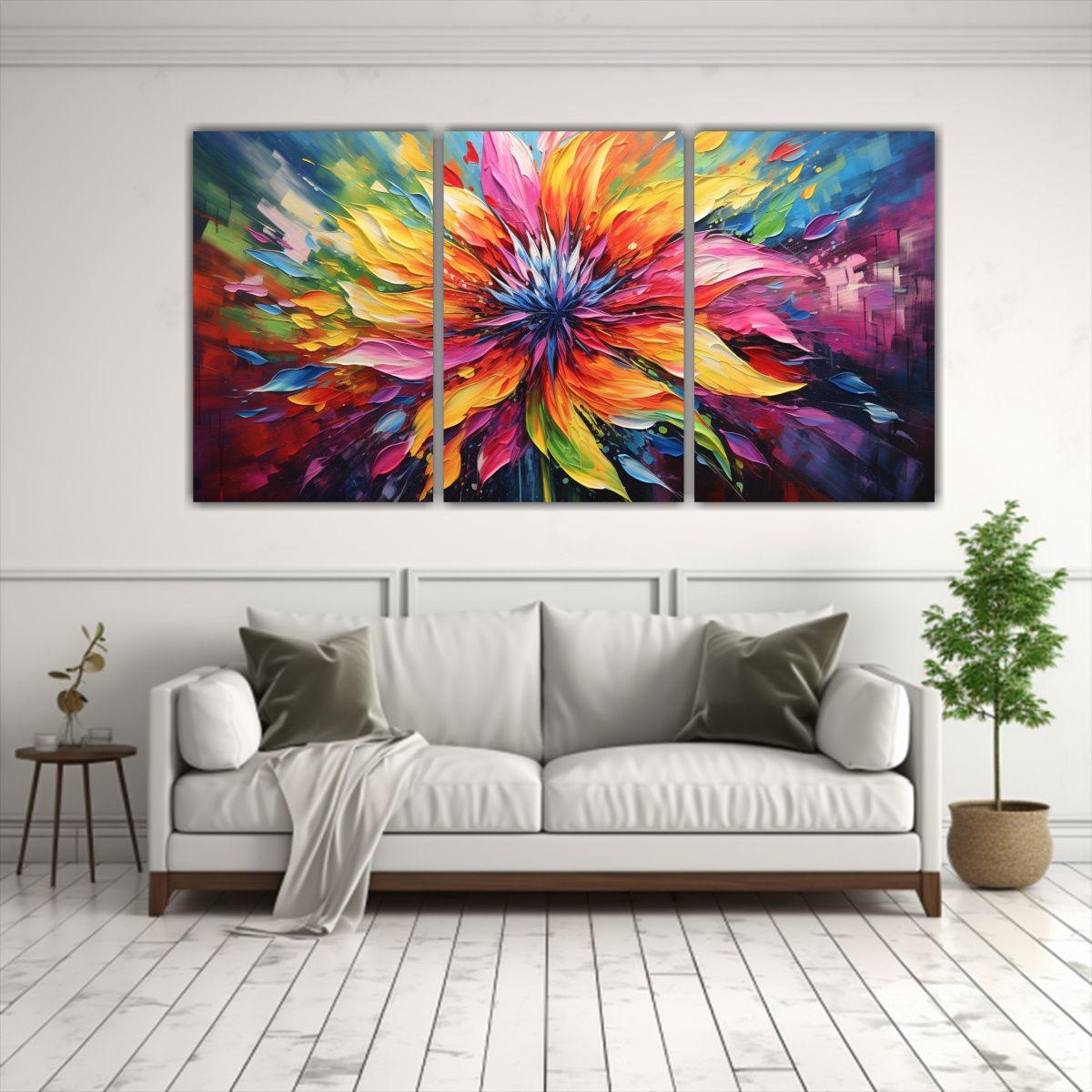 Cuadro Decorativo En Lienzo De Flores 90x45 Cm-2