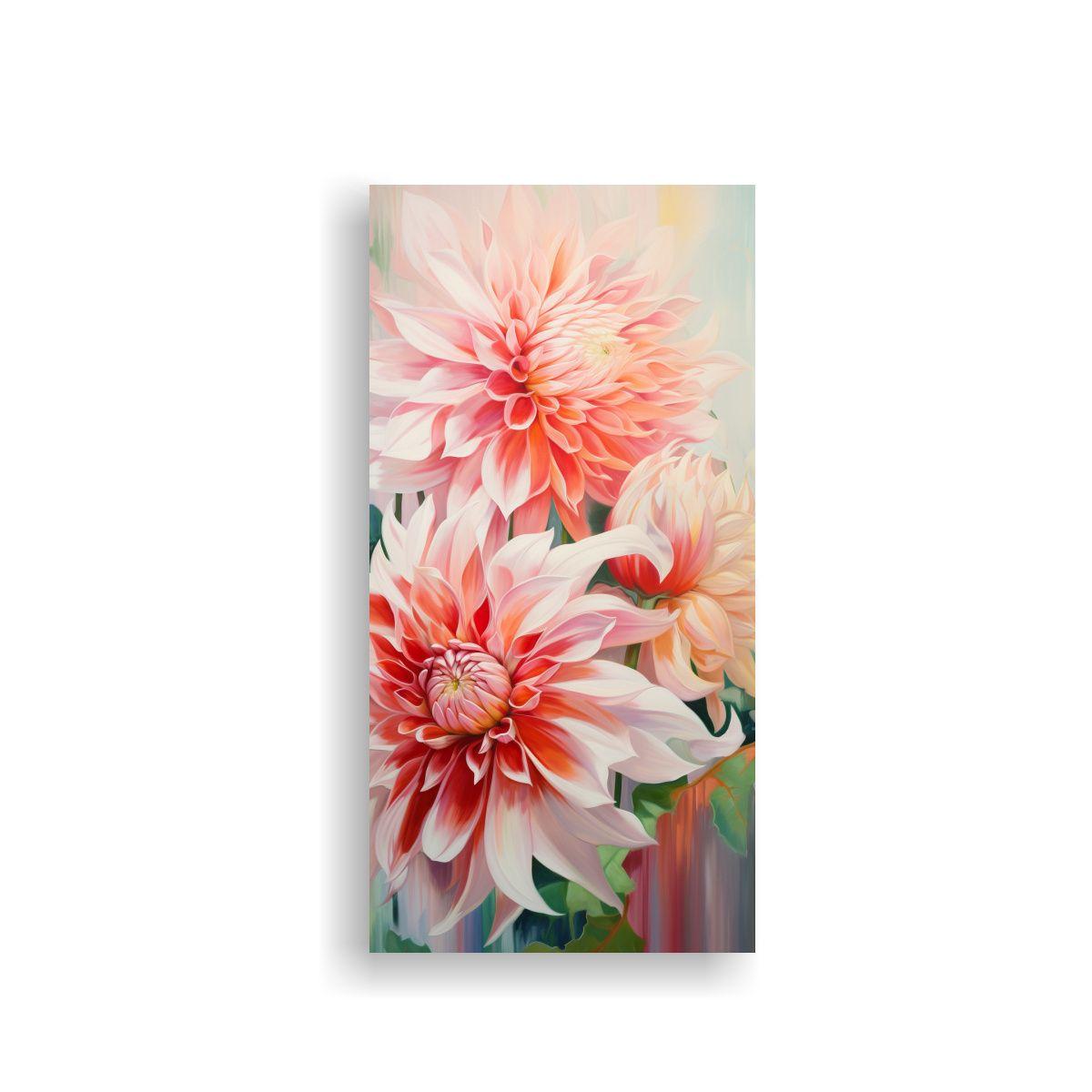 Lienzo Abstracto De Flores Dahlias En Estilo 40x80cm-0