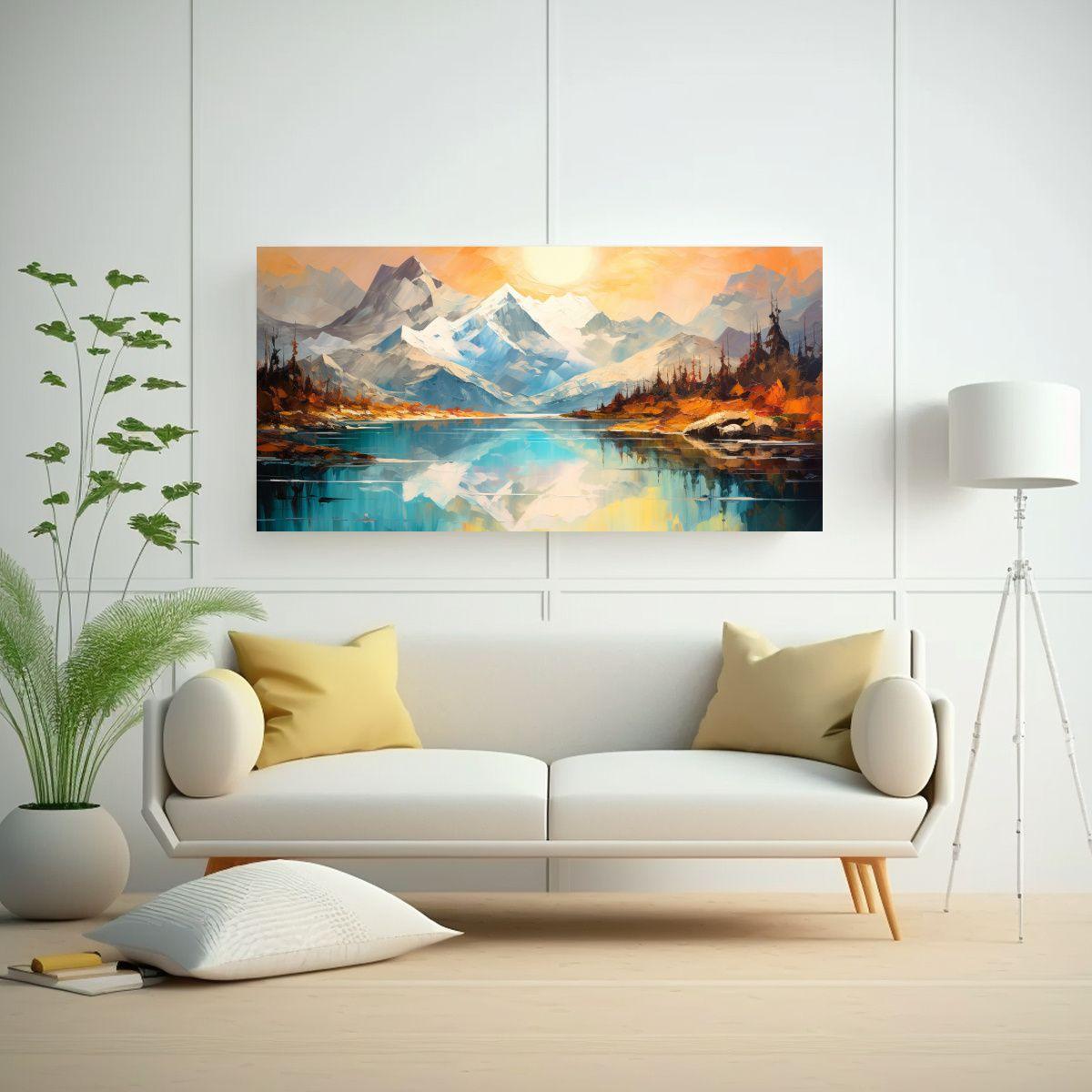 Cuadro De Lienzo Pop Art: Lagos Y Montañas 160x80cm-2