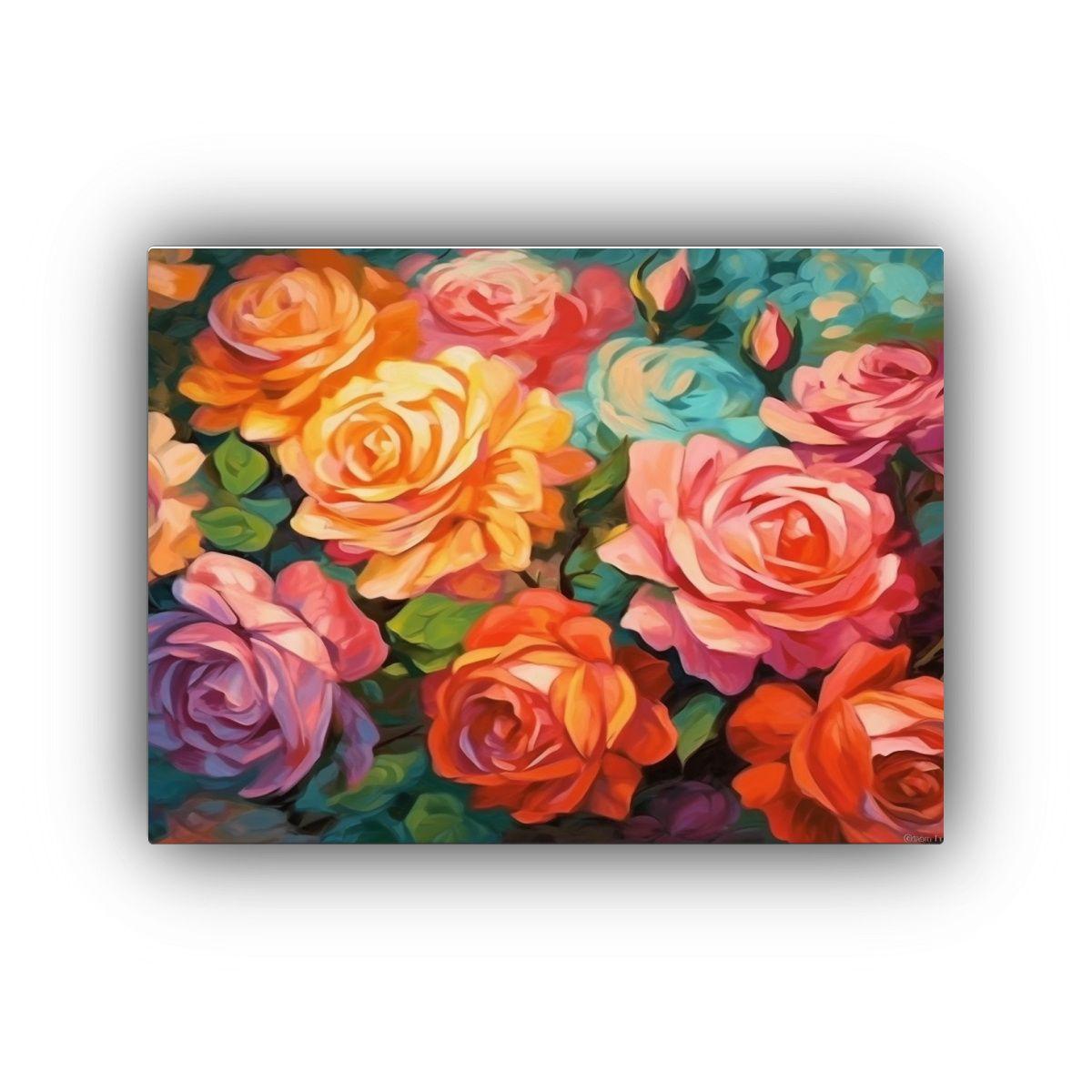 Pintura Al óleo Estilo Galería: Flores De Rosa 40x30 Cm-0