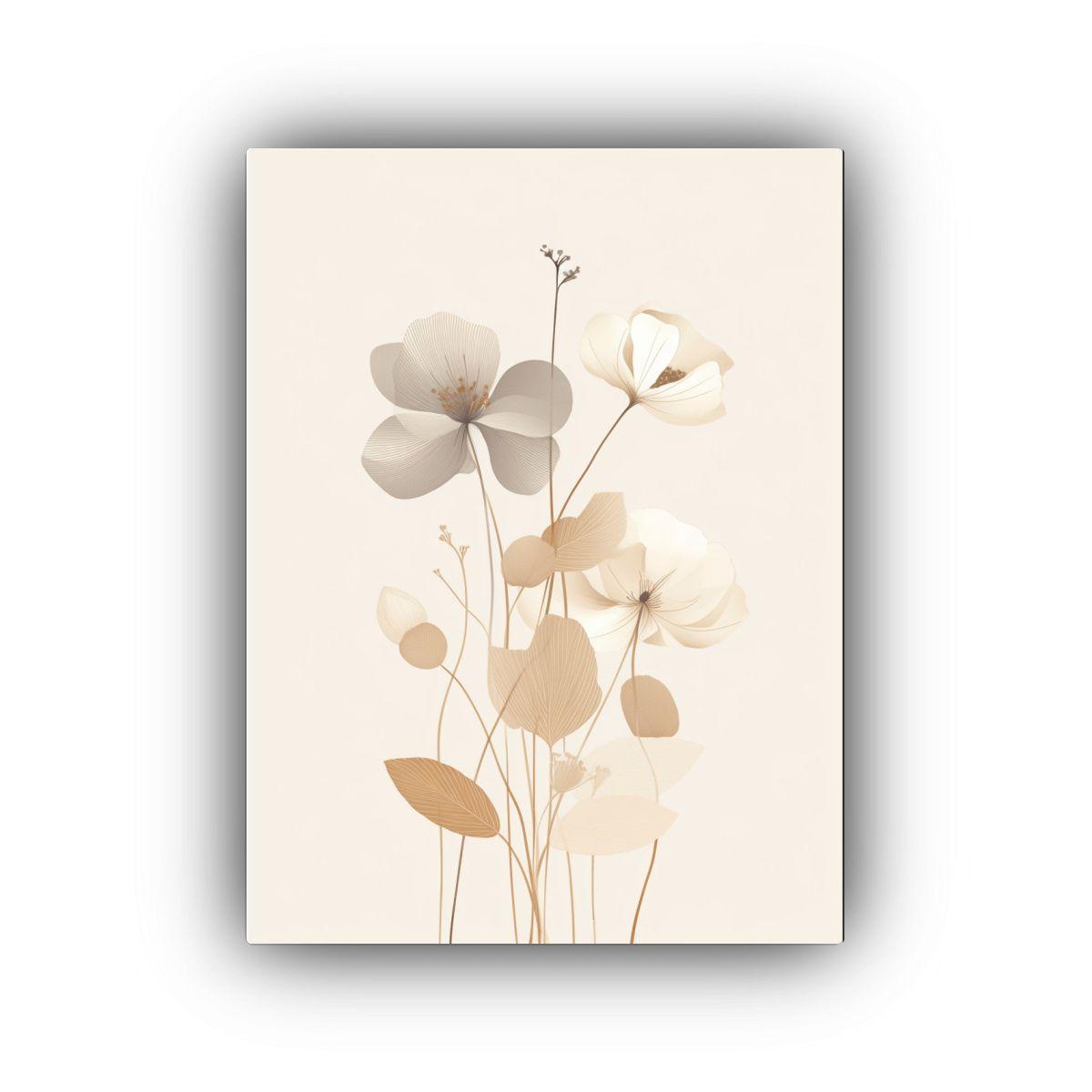 Cuadro Abstracto Neutral Con Arte Botánico De 50x75cm-0
