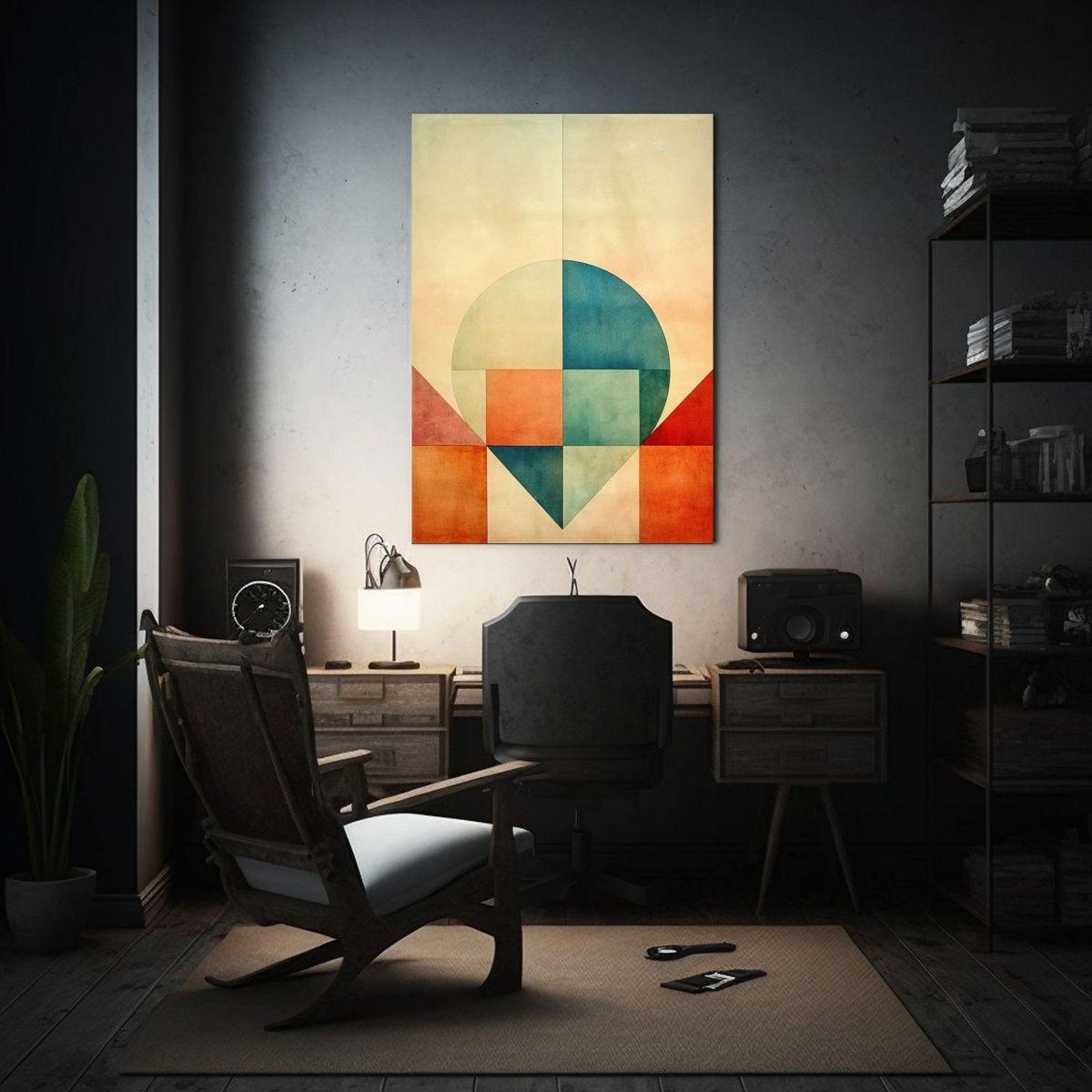 Cuadro Moderno Acuarela Abstracta Geométrica 60x90cm-2