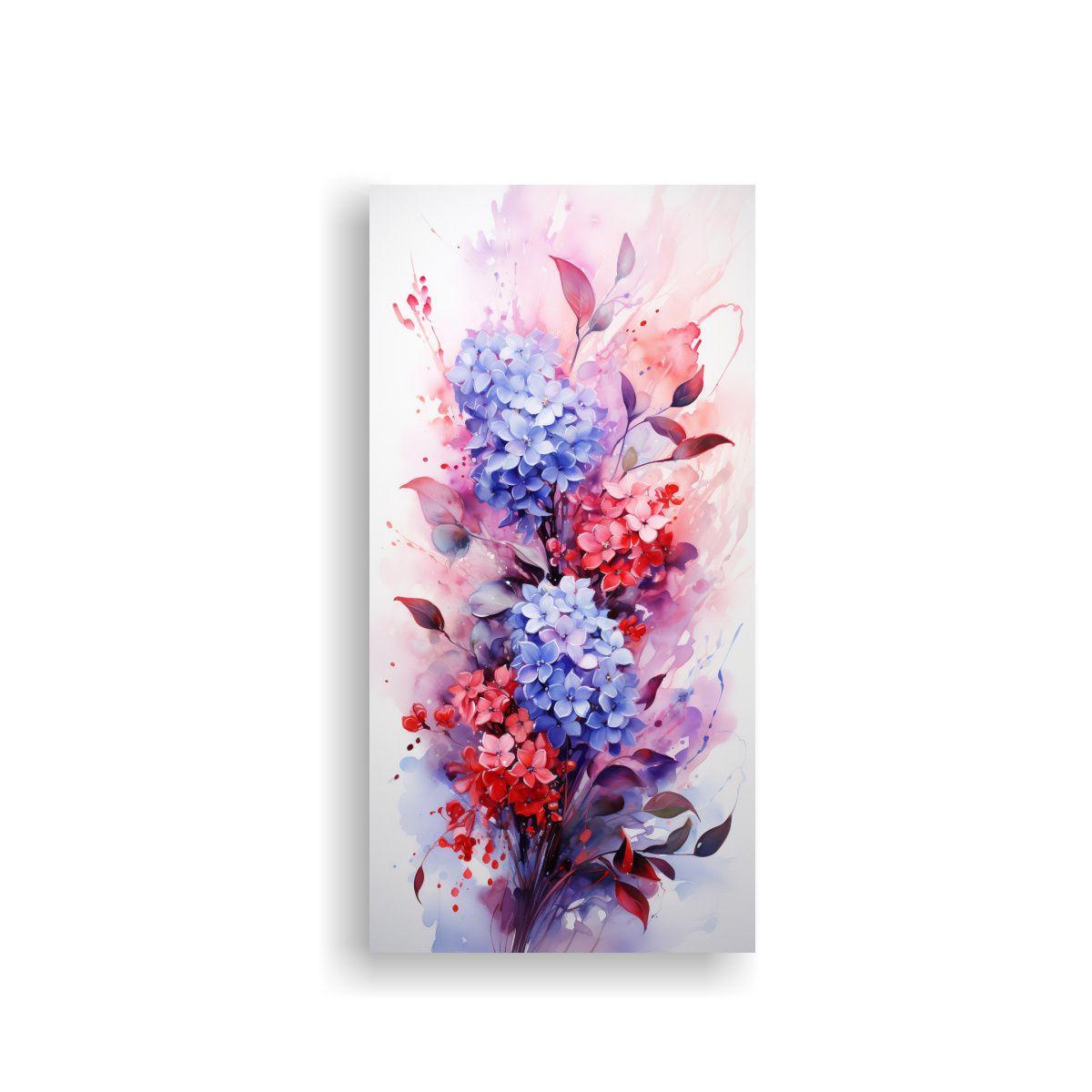 Cuadro Abstracto De Flores De Lila En Colores Rojo 70x140cm-0