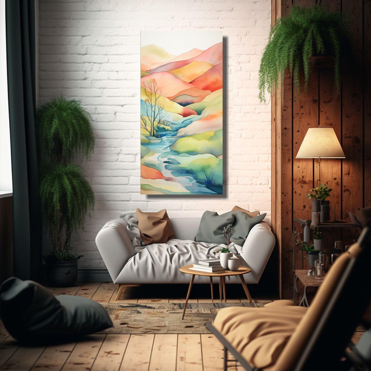 Paisaje Sereno En Representación Abstracta 40x80cm-2