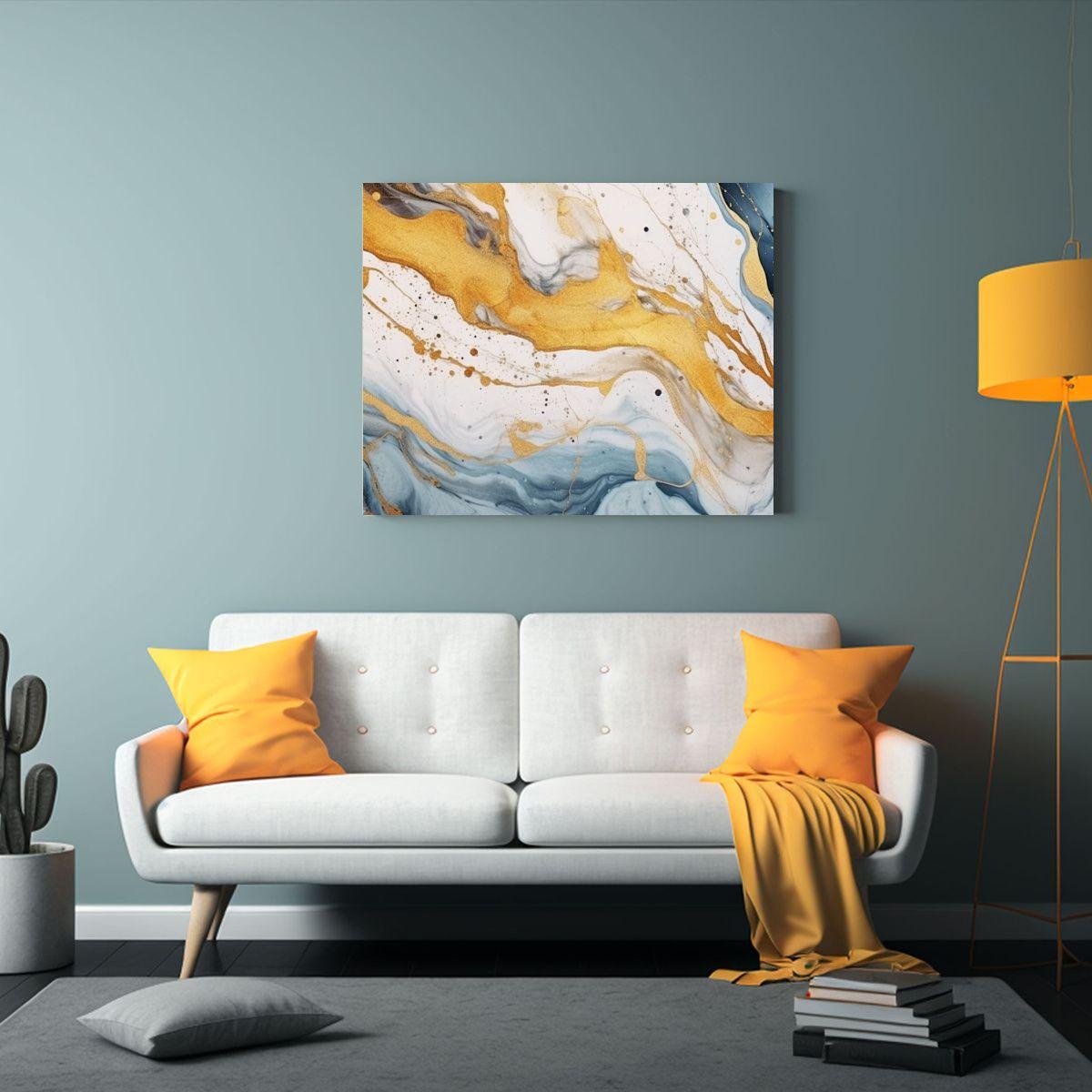 Cuadro Mural Canva Vanguardia Abstracto Con Técnica De Flui 45x30cm-2