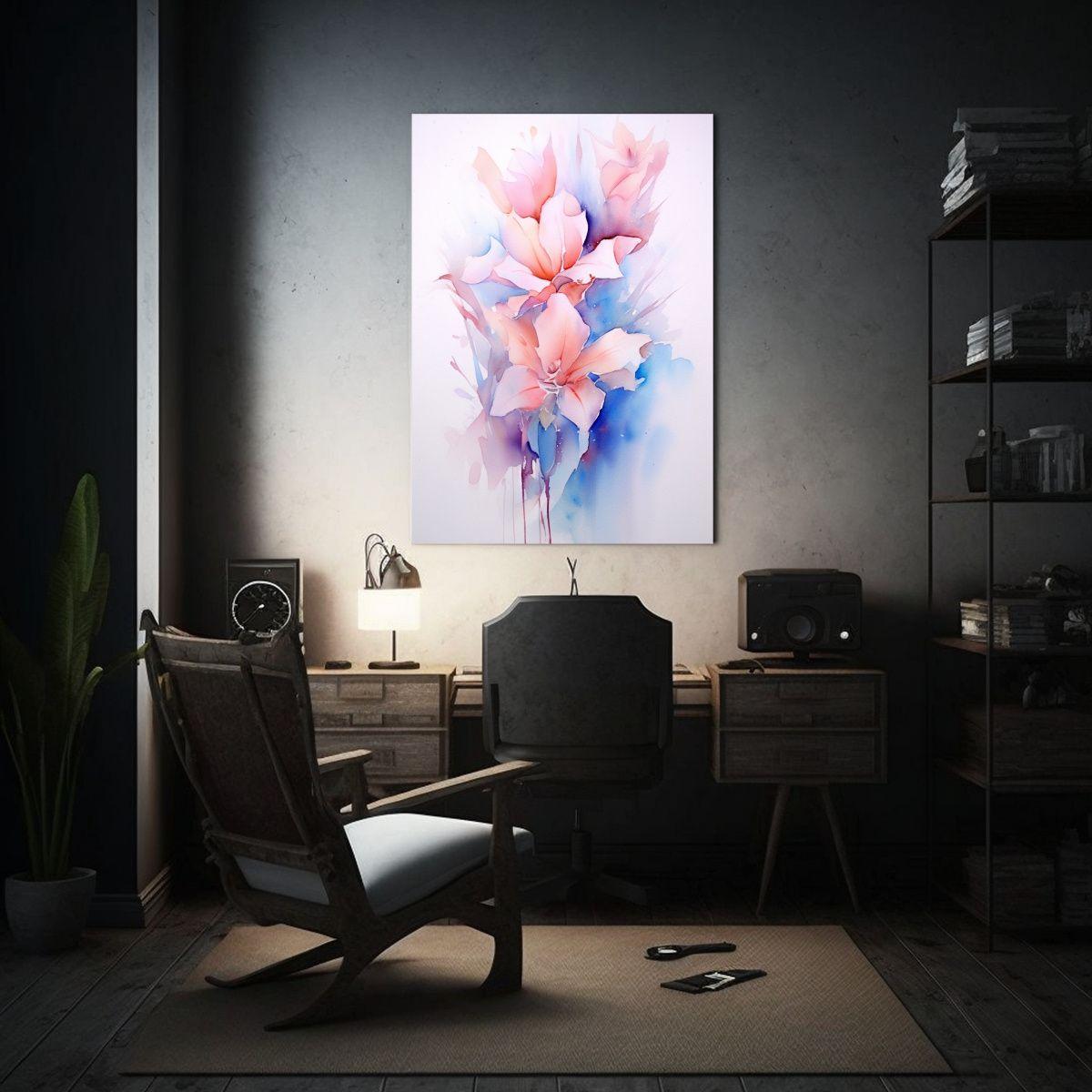 Pinturas Abstractas De Acuarela De Flores En Alta 80x120 Cm-2