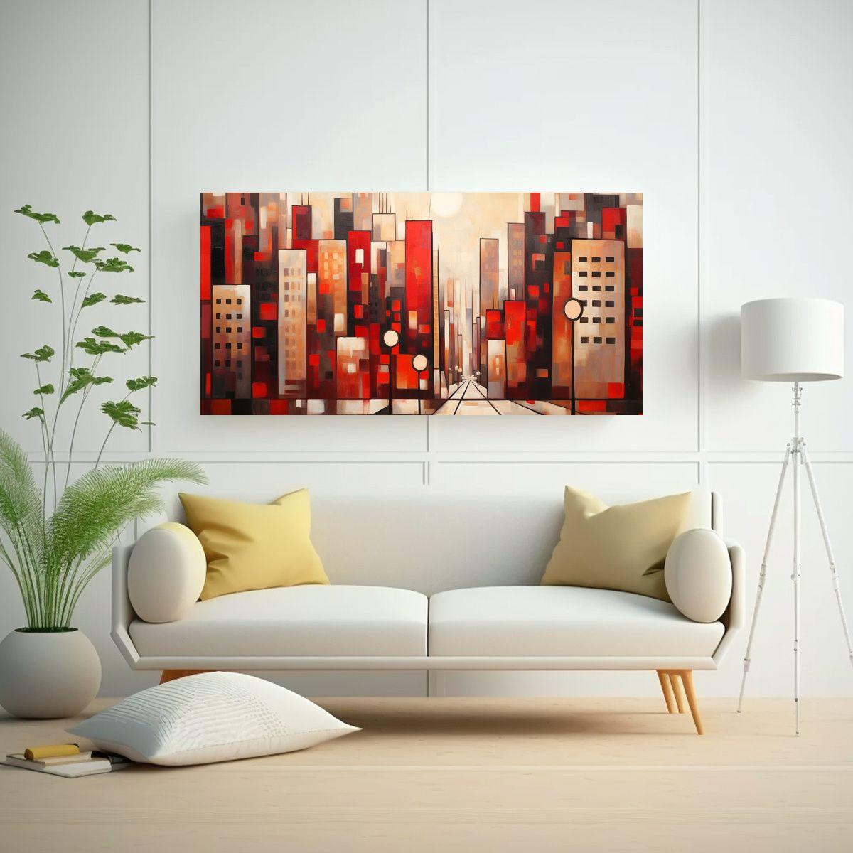 Cuadro Vintage Estilo Cubista De Linda Archer: 80x40cm-2