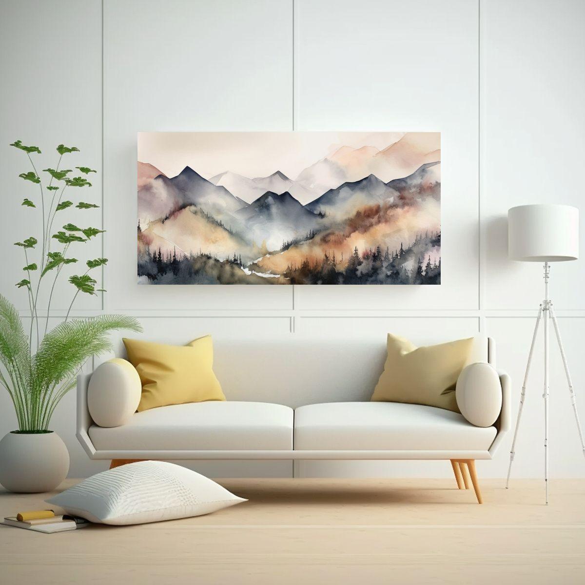 Pinturas Abstractas De Paisajes Montañosos 60x30cm-2