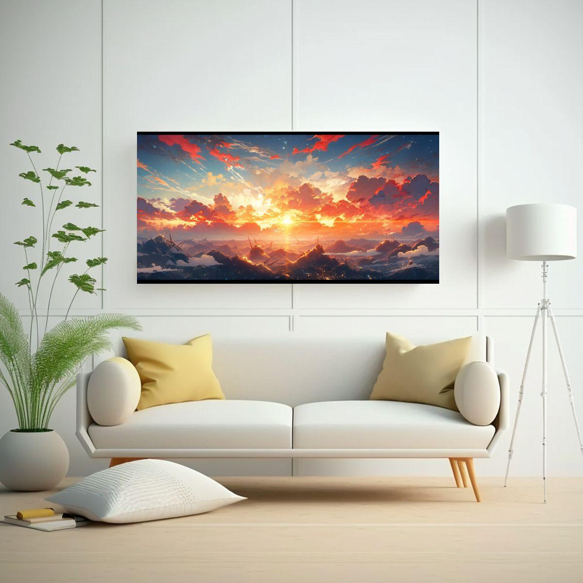 Pintura Abstracta De Amaneceres Y Atardeceres Con  160x80cm-2