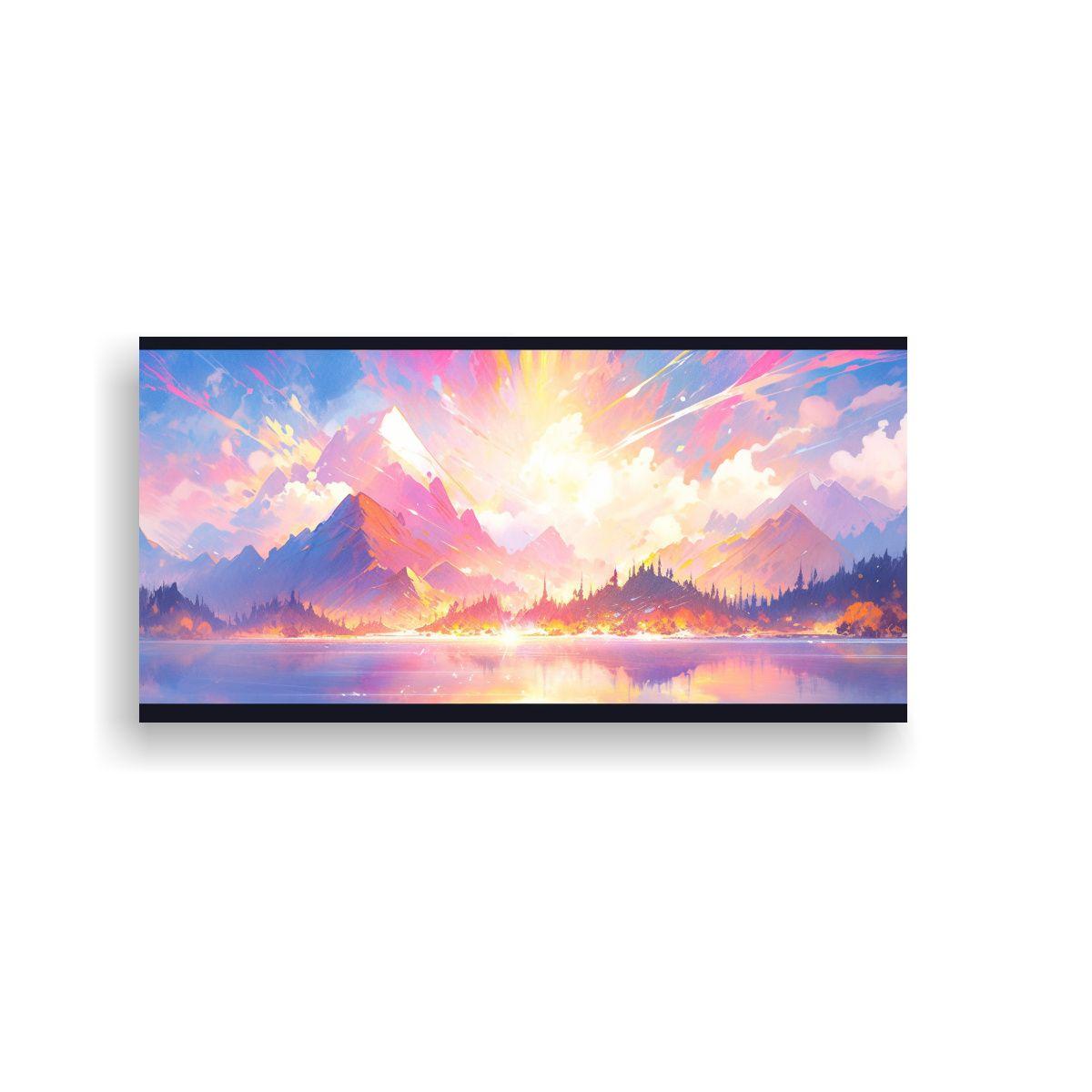 Cuadro Movimiento Simetría Lagos Con Arcoíris Y  100x50cm-0