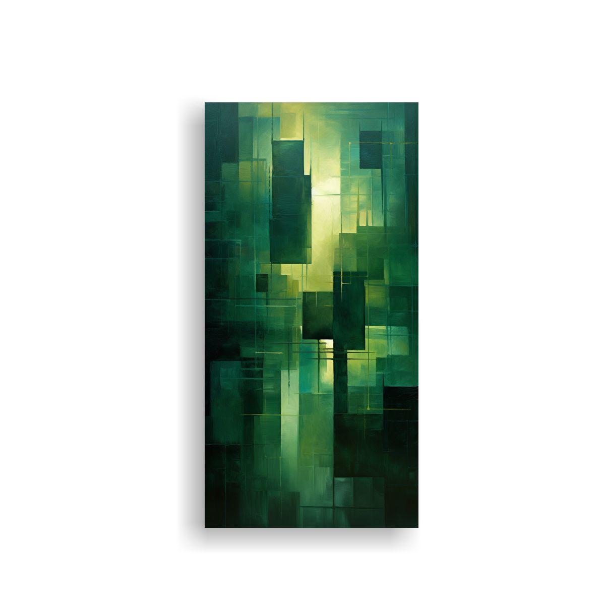 Cuadro Abstracto Poderoso En Verde Arte Decorativo 70x140cm-0