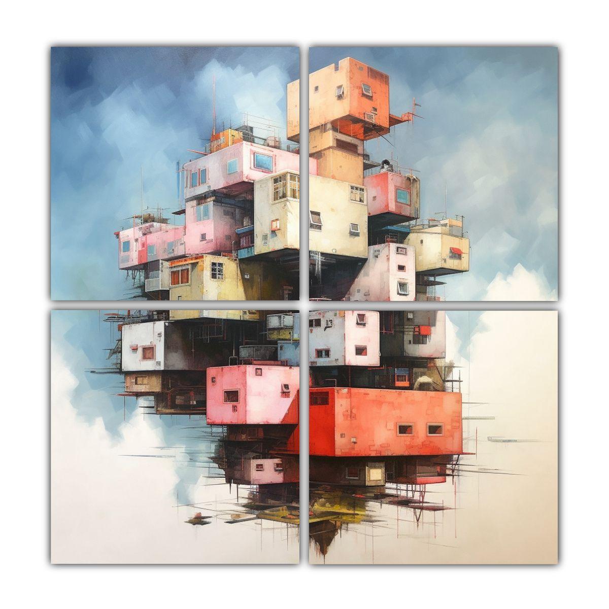 Pinturas De Arquitectura 4 Composiciones 60x60 Cm-0
