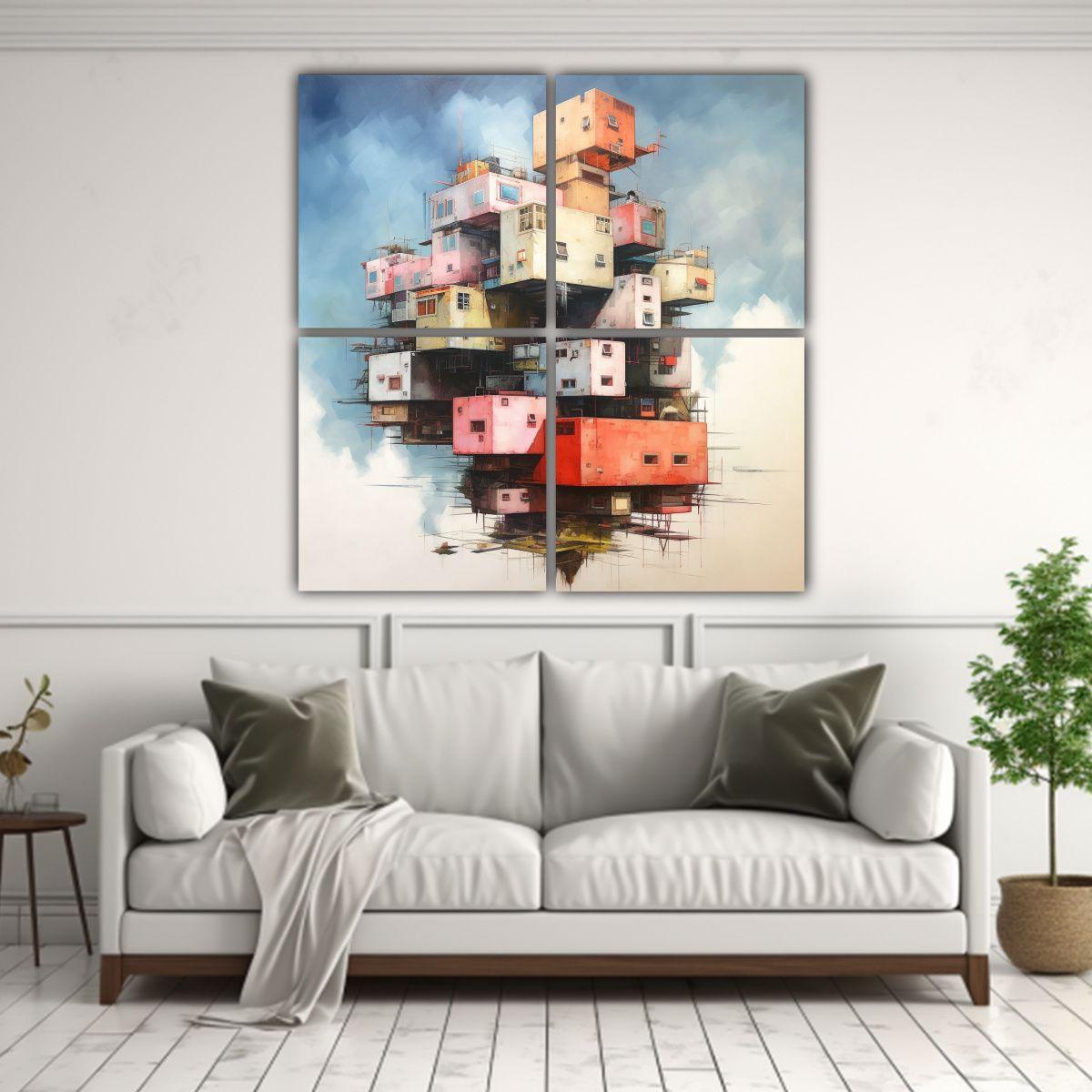 Pinturas De Arquitectura 4 Composiciones 60x60 Cm-2