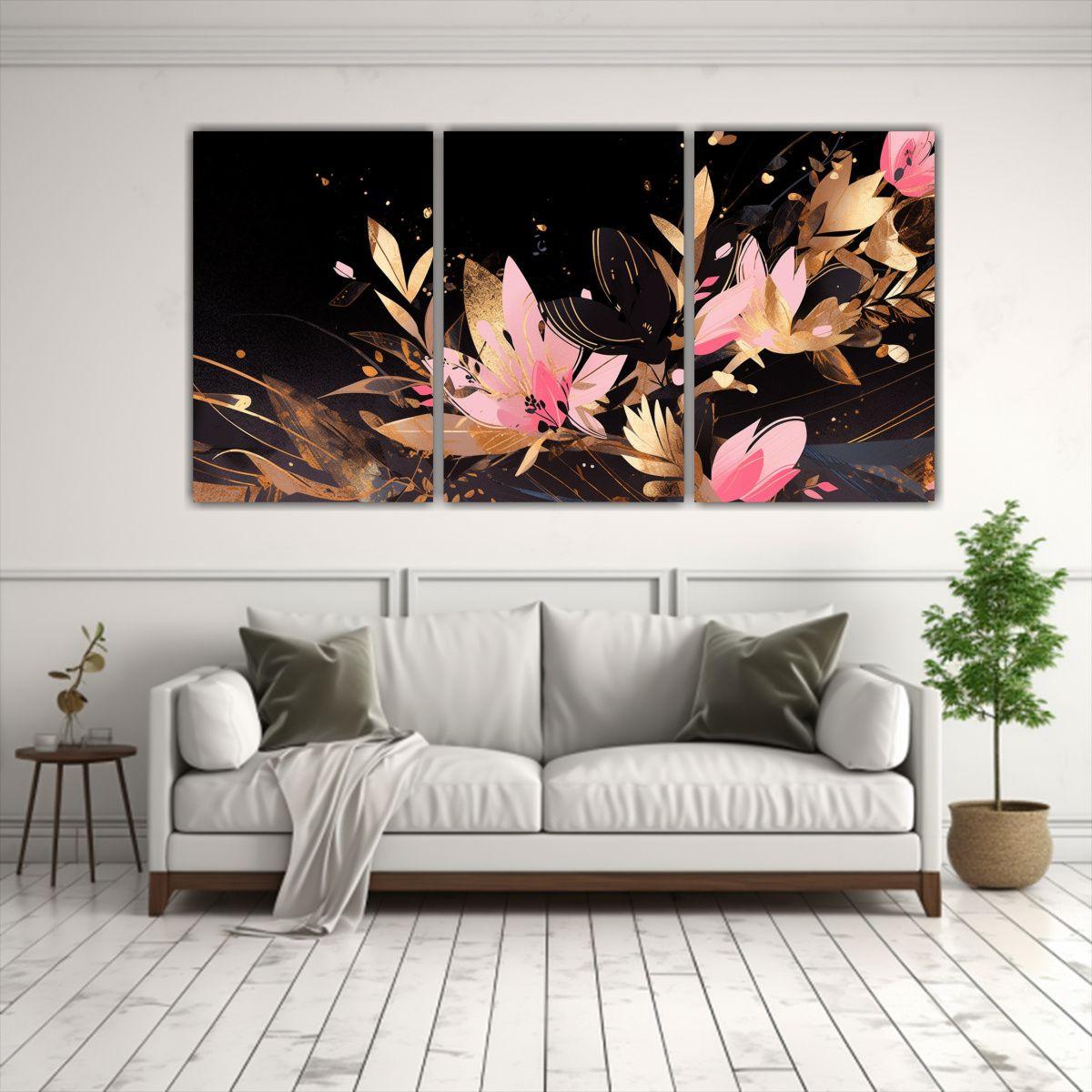 Pinturas Decorativas En Los Colores Oro Y Rosa 180x90 Cm-2