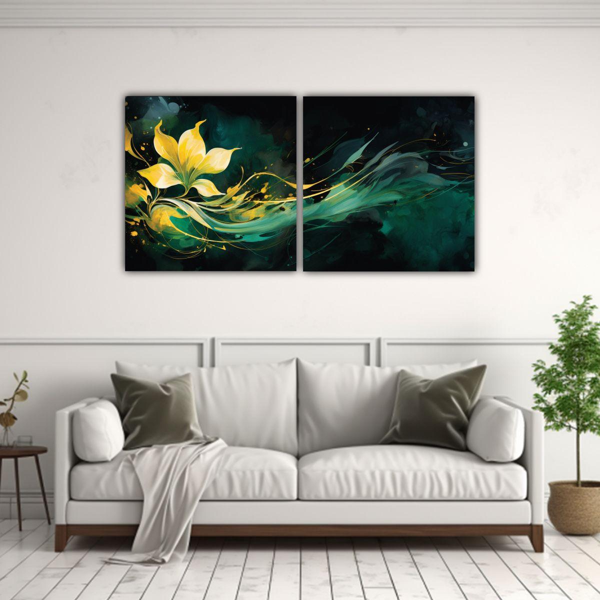 Cuadro De Dos Canvas En Composición Equilibrada 40x20 Cm-2
