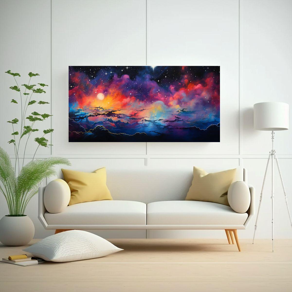 Cuadro Abstracto Equilibrio Nocturno Con Colores 160x80cm-2