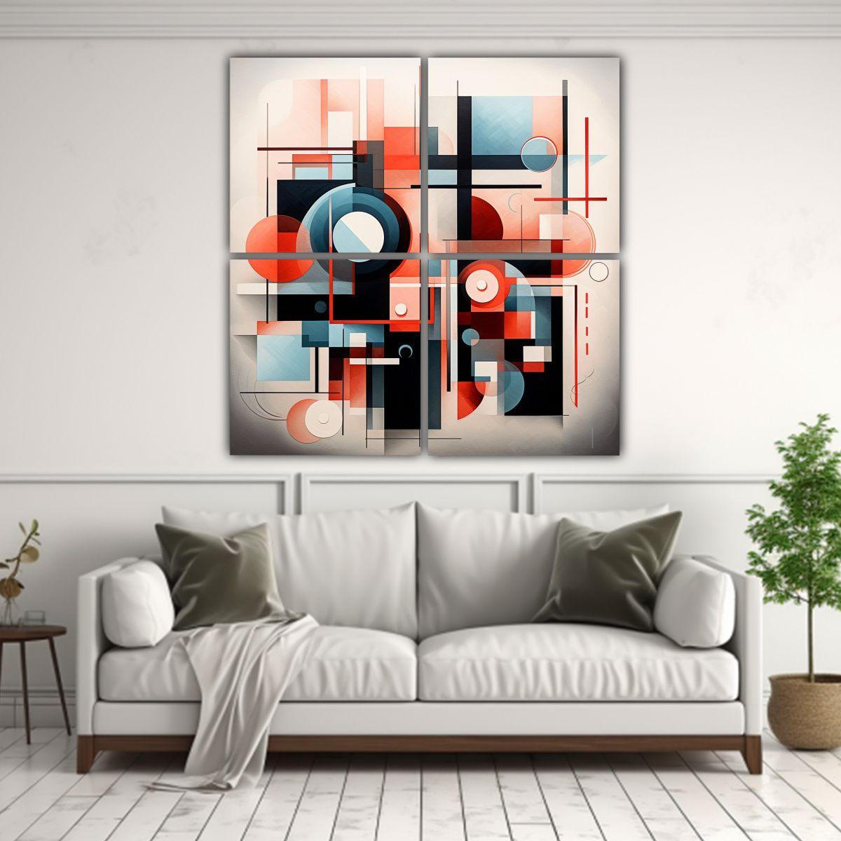 Pintura Decorativa Abstracta Geométrica De Alta 180x180 Cm-2