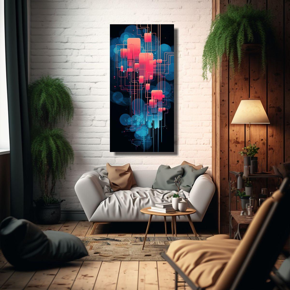 Cuadro Expresión Intenso Tecnología Líneas 20x40cm-2
