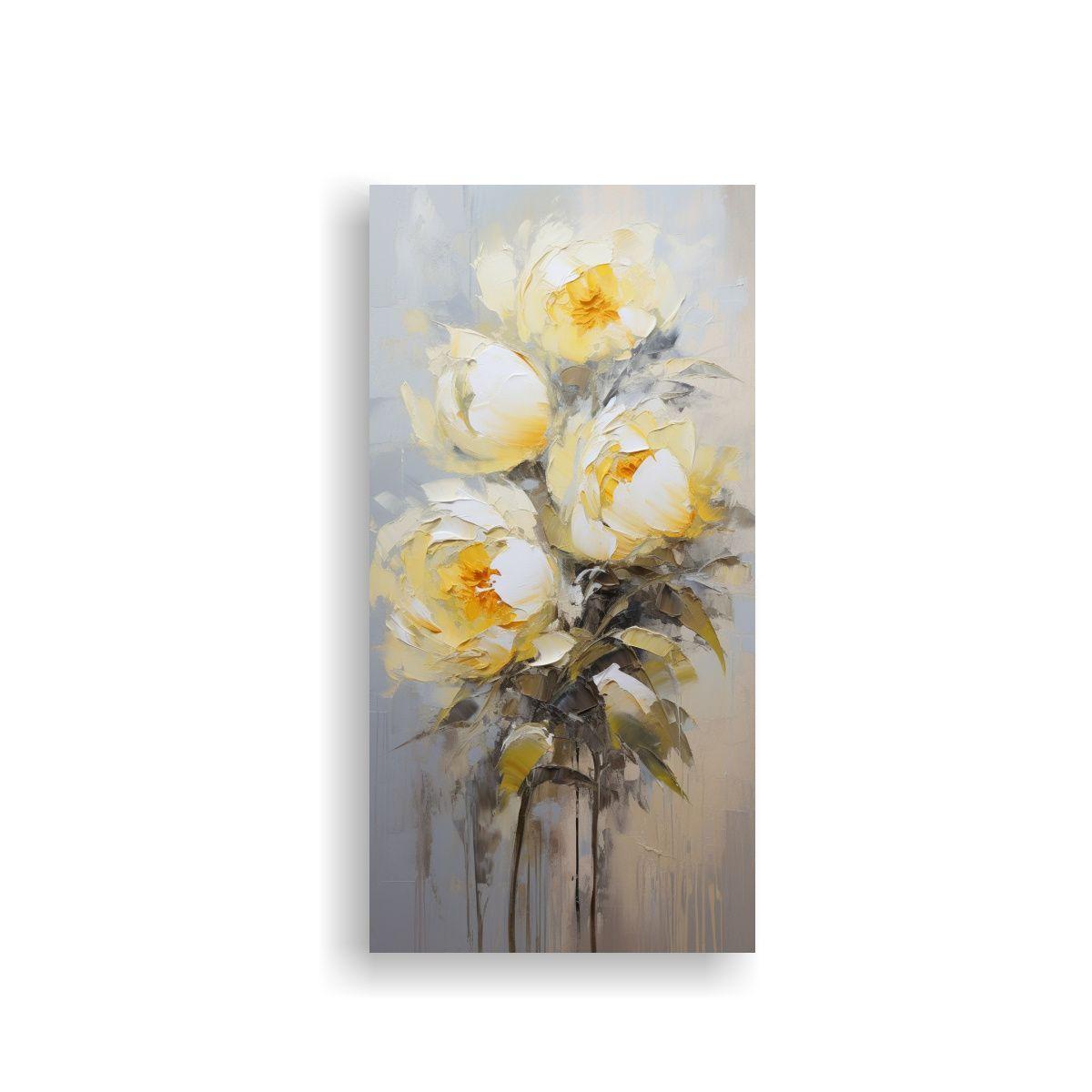 Cuadro Lienzo Expresividad Flores Amarillas 60x120cm-0