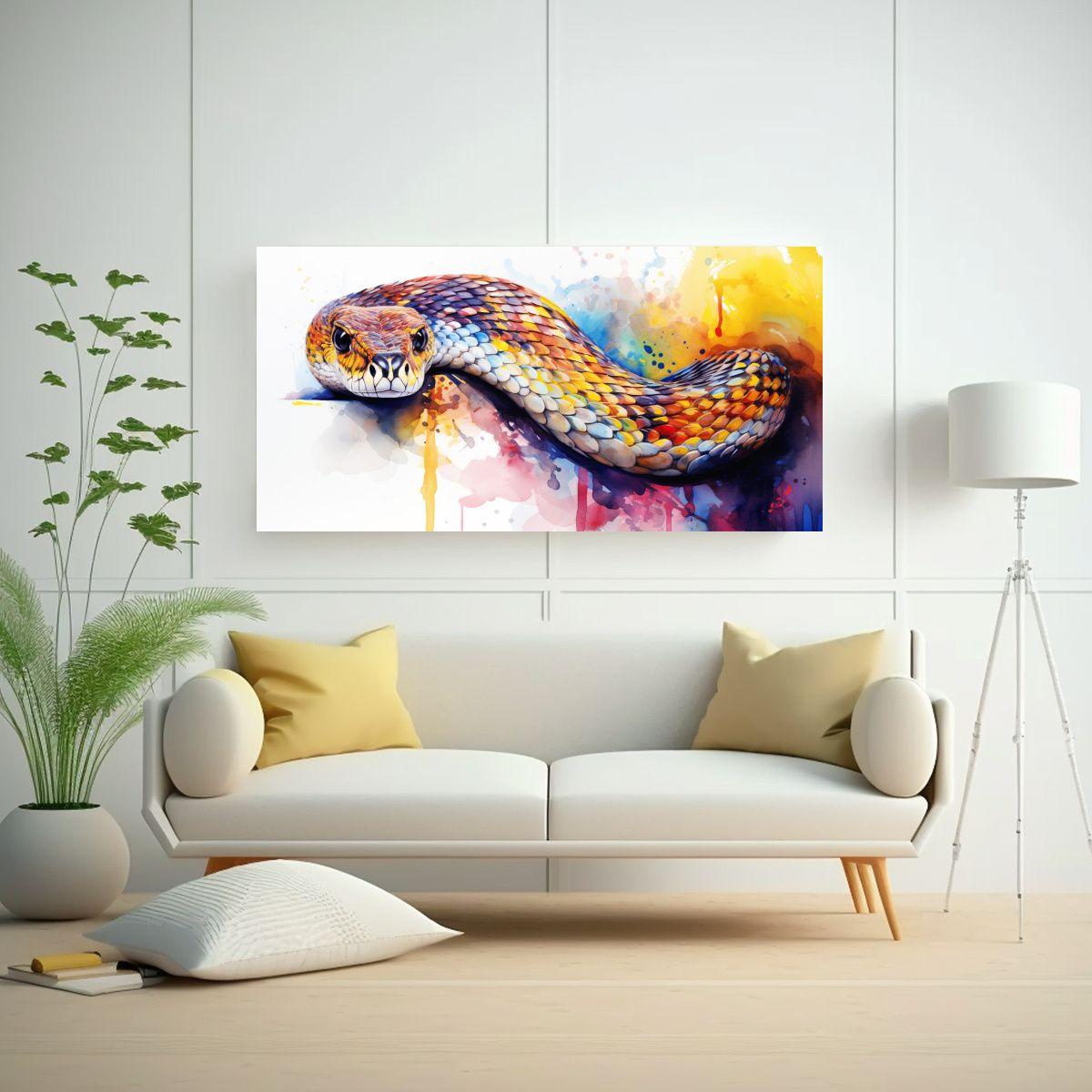 Pintura De Serpiente De Cascabel En Estilo 100x50cm-2