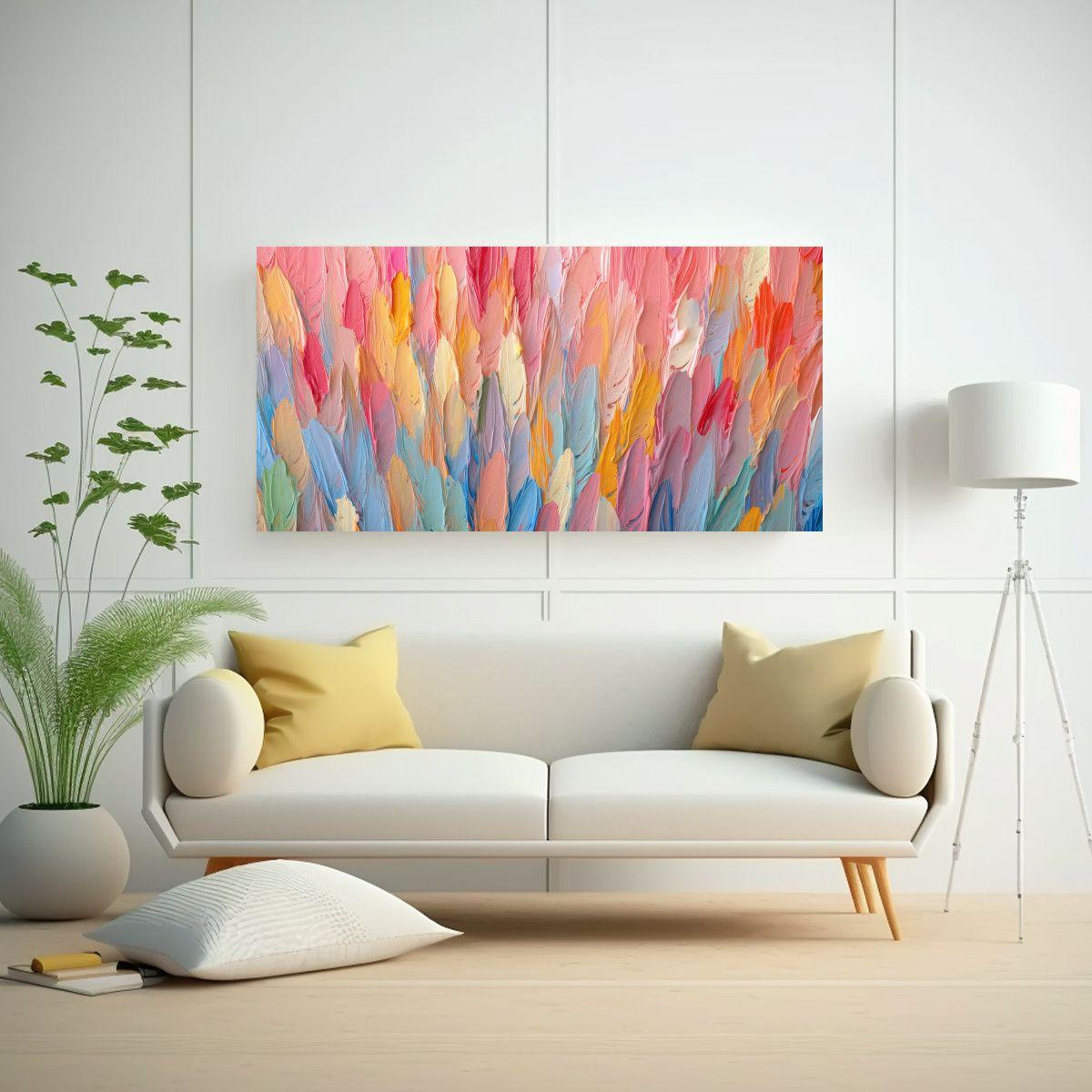 Patrón Espeso De Pintura Impasto En Lienzo: 100x50cm-2