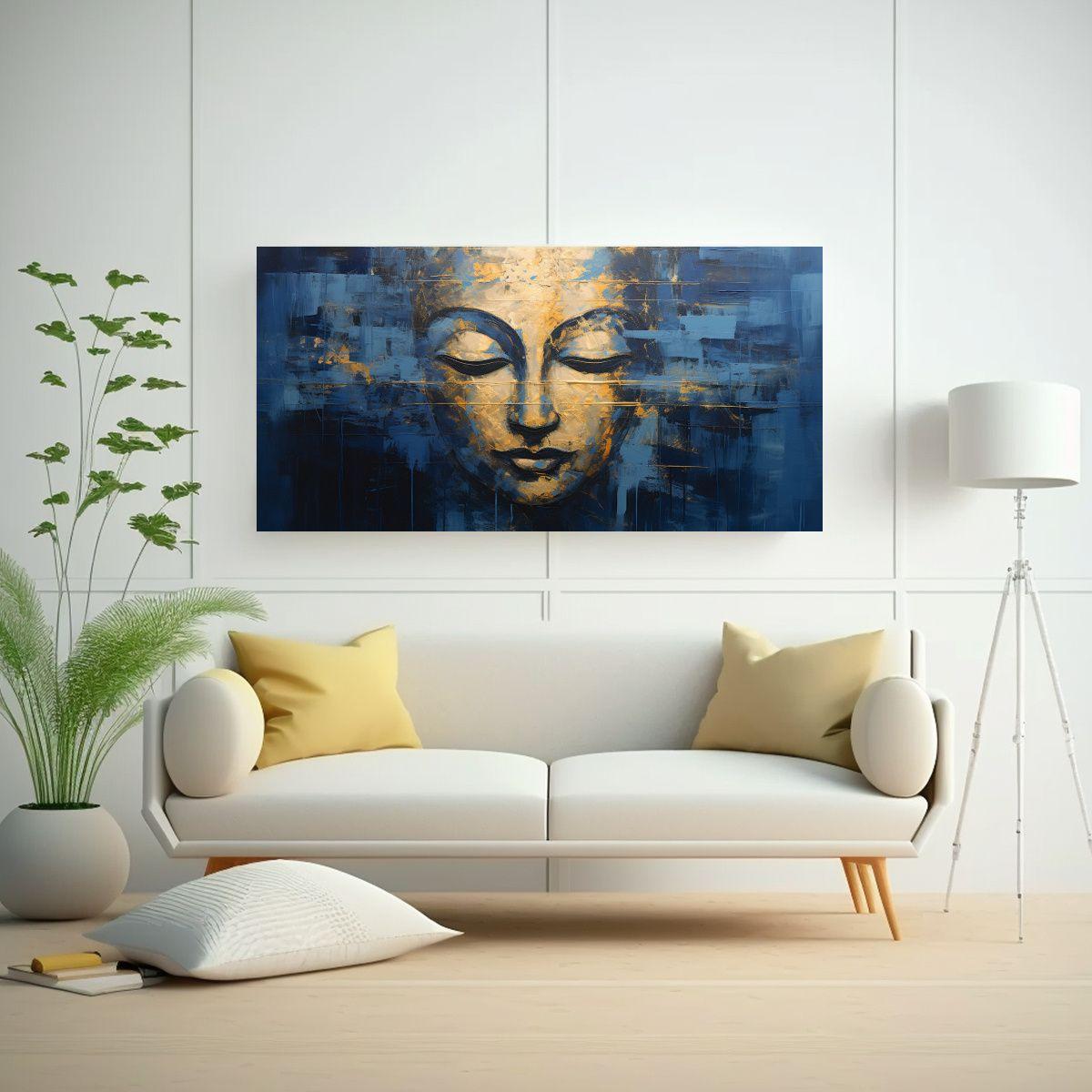 Cuadro Abstracto De Buddha En Estilo Expresivo 60x30cm-2