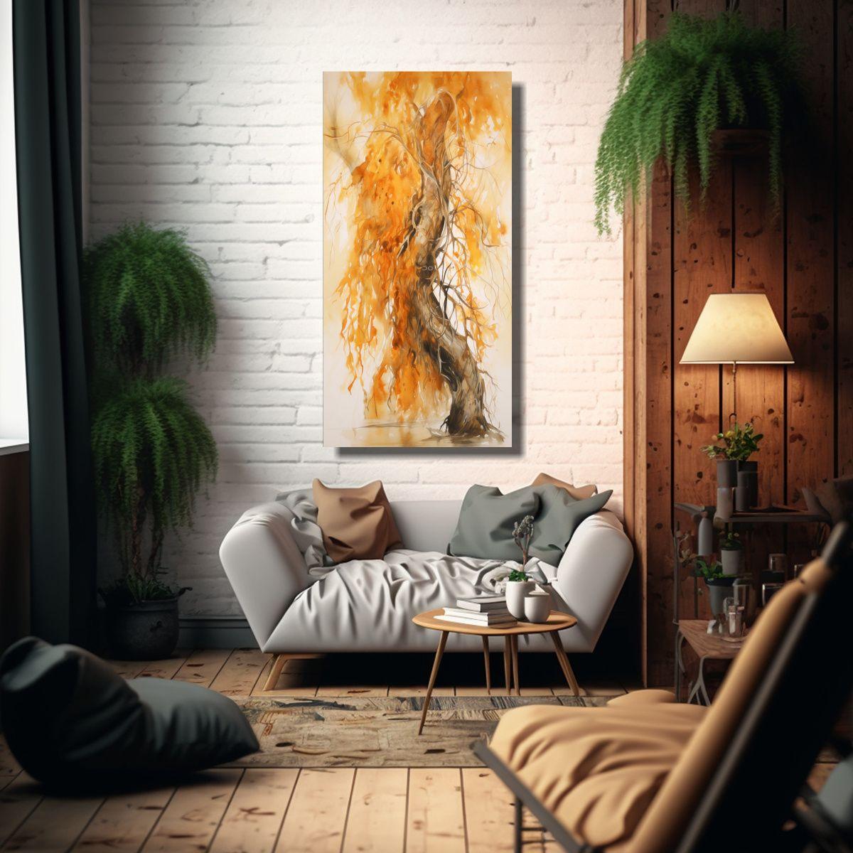 Pintura Abstracta En Bastidor Detalle De Un árbol 60x120cm-2