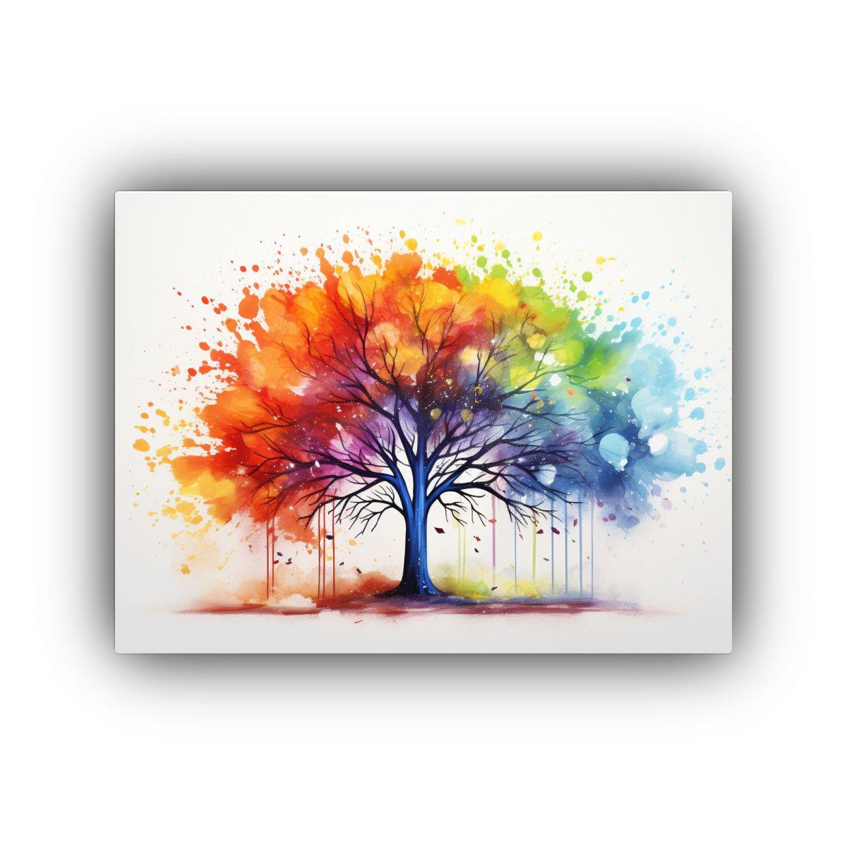 Cuadro Creativo Pop Art Árbol Arcoíris Pintura Abstracta A 40x30cm-0
