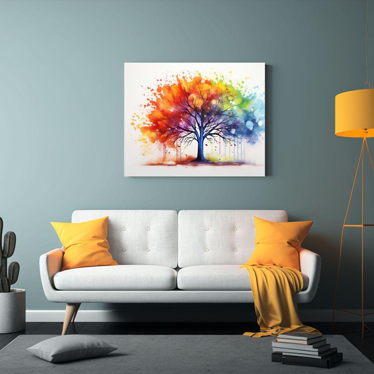 Cuadro Creativo Pop Art Árbol Arcoíris Pintura Abstracta A 40x30cm-2