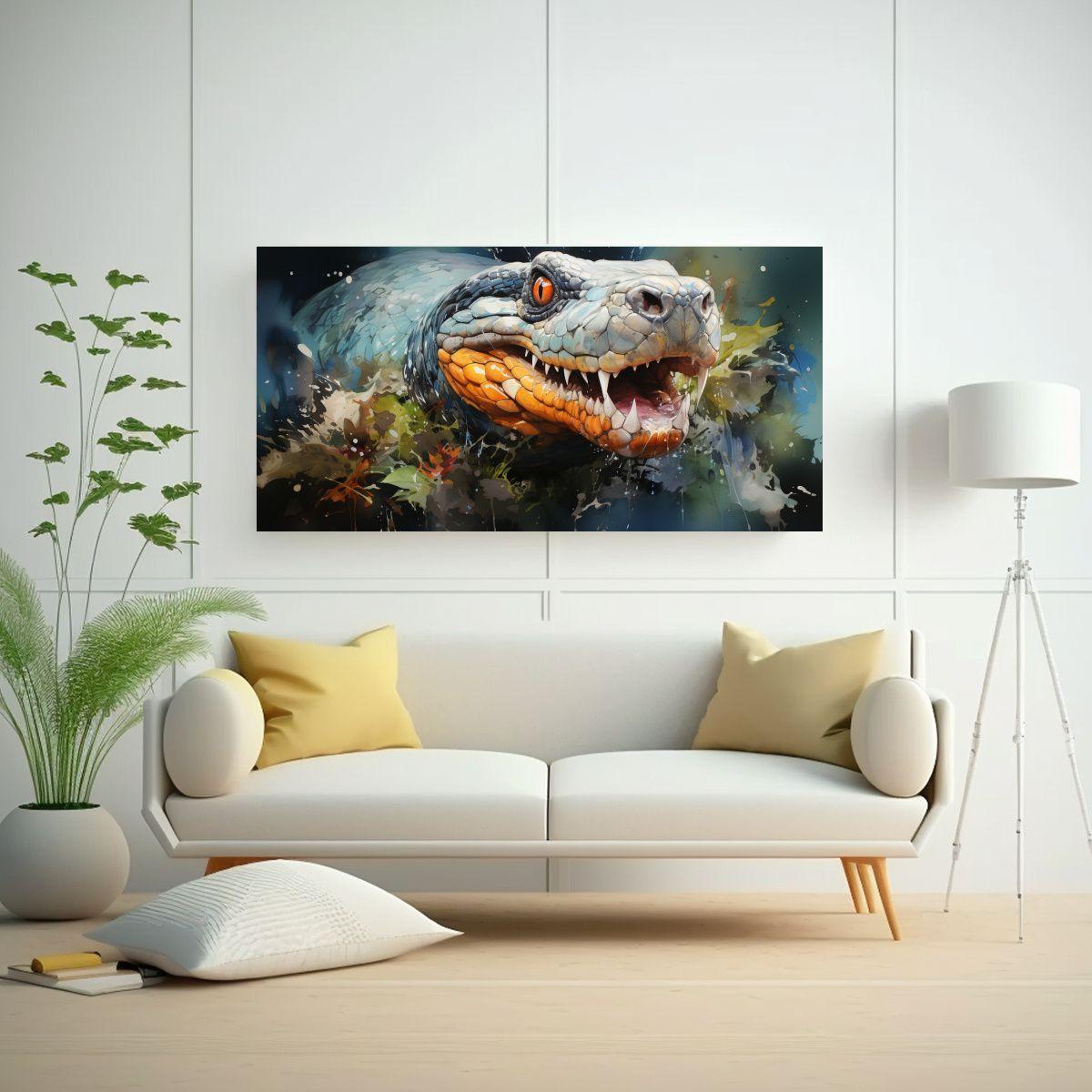 Pintura Surrealista Tela Bastidor Anaconda 60x30cm-2