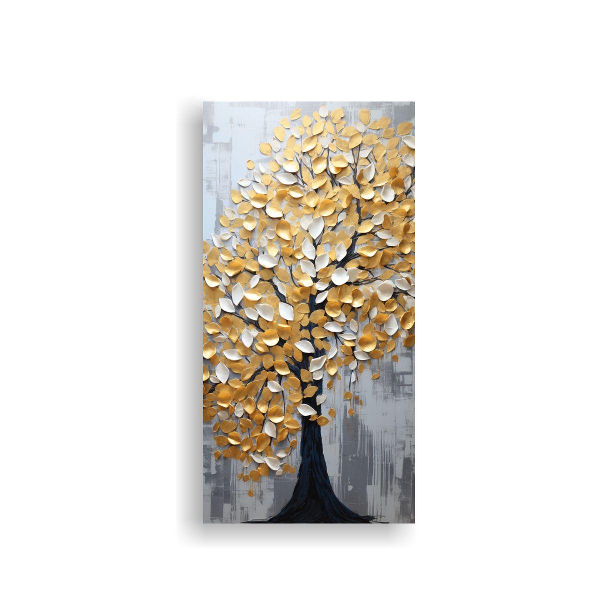 Diseño Obra Maestra árbol En Blanco Y Amarillo 40x80cm-0