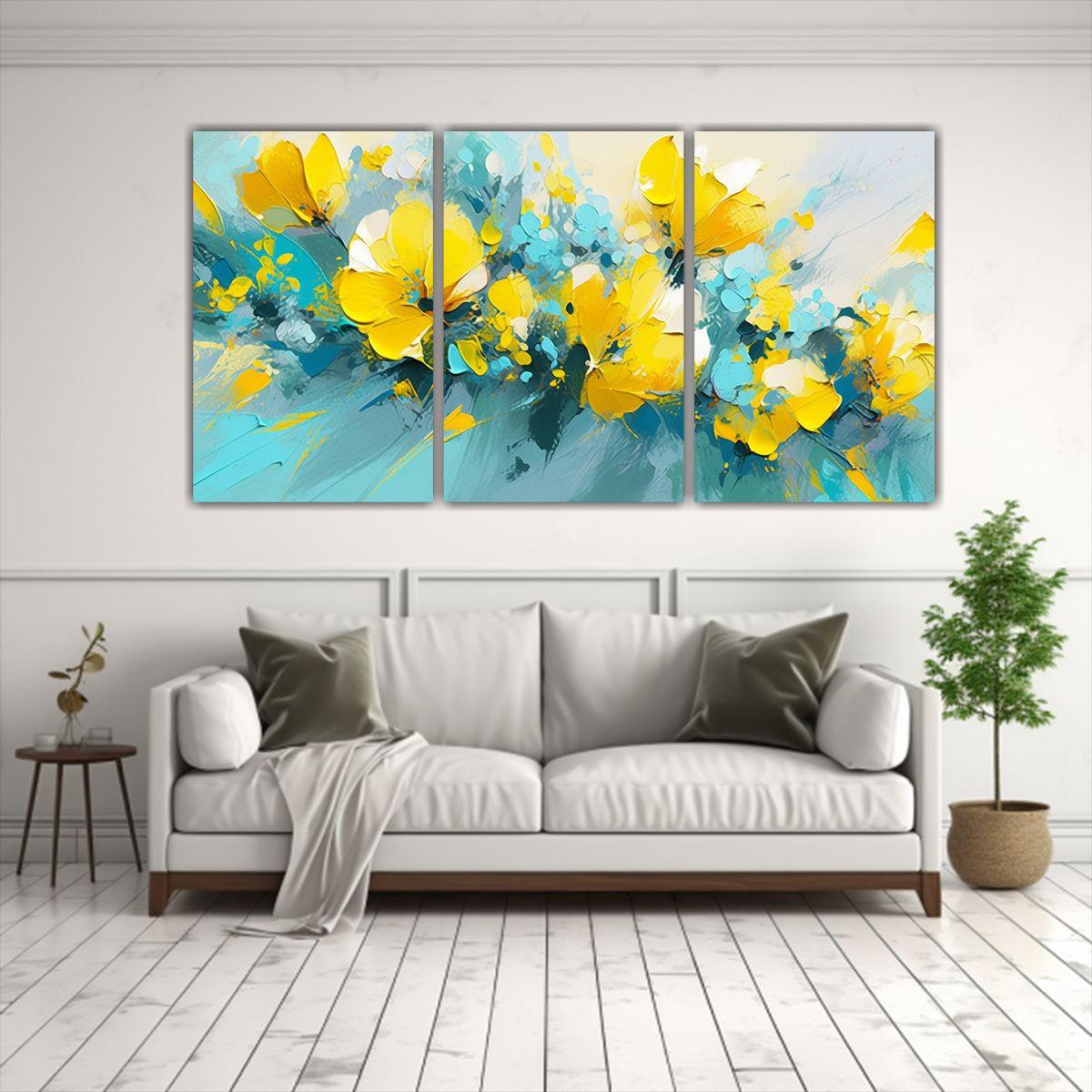 Cuadros De Lienzo Linda A Amarillo Y Turquesa 180x90 Cm-2