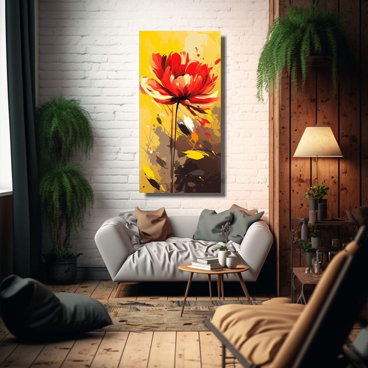 Forma Bastidor De Madera De Arte Amarillo Y Rojo 70x140cm-2