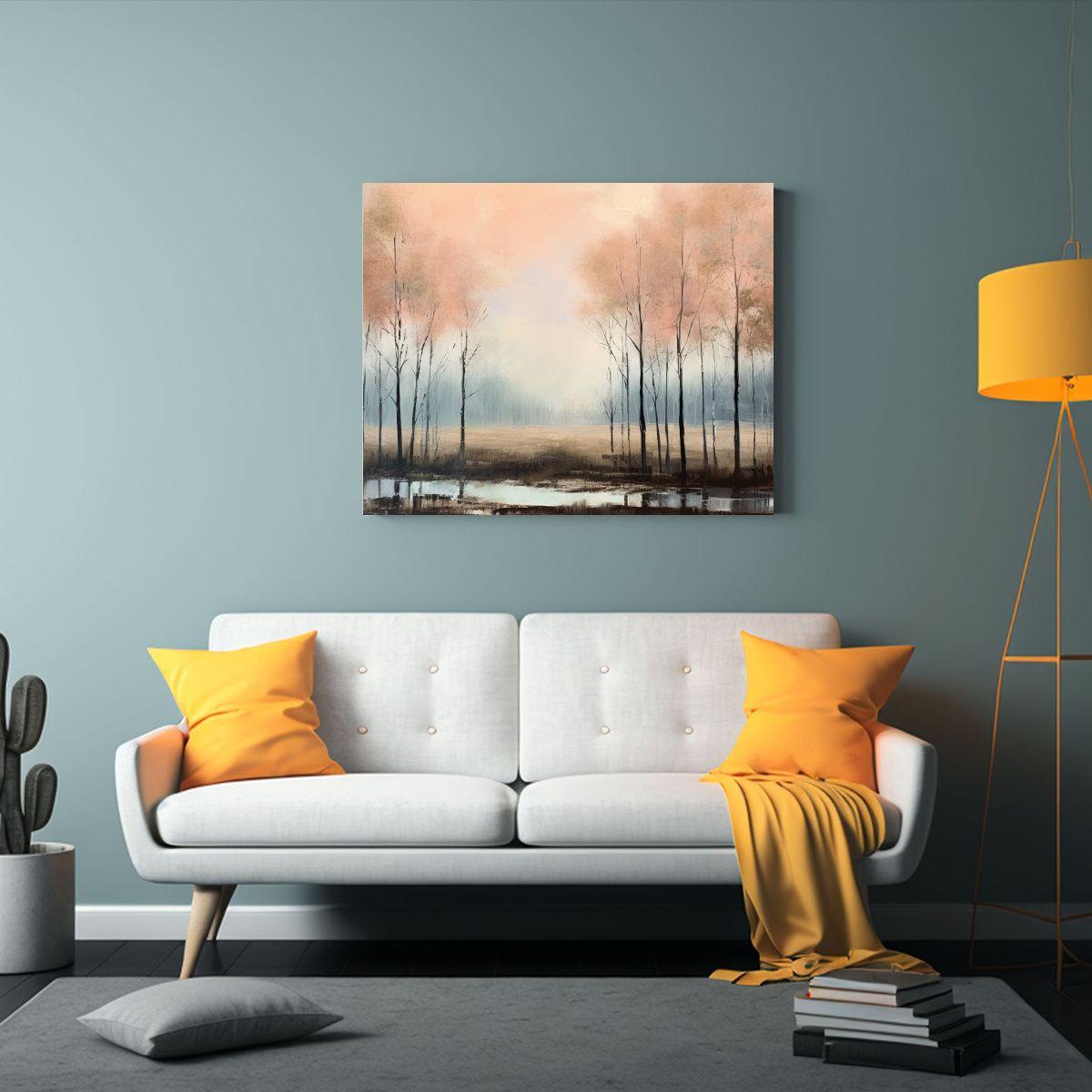 Pintura Moderna Urbana De Paisaje Con árboles En Luz. 75x50cm-2