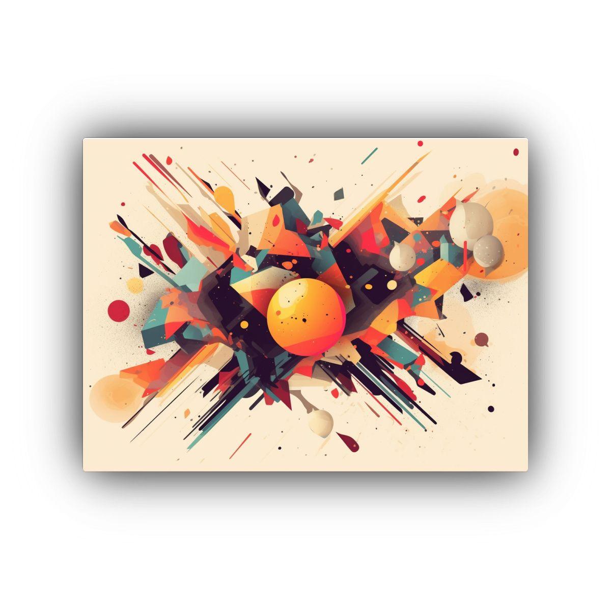 Explosión De Formas Abstractas En Lienzo Conceptual De Arte 65x50cm-0