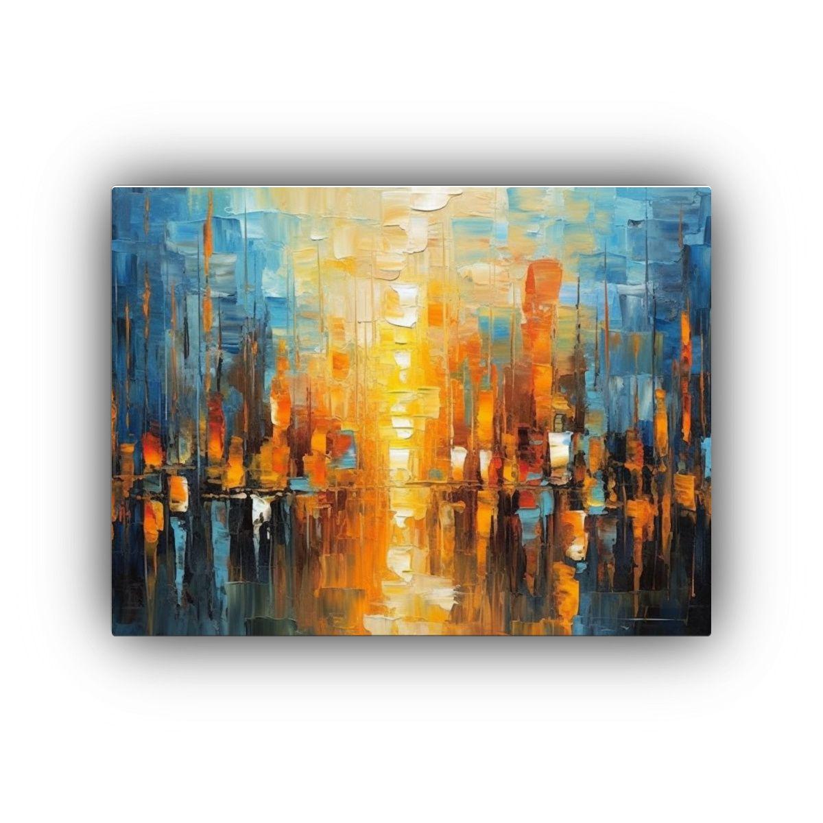 Pintura Abstracta Brillante En Lienzo De Bellas Artes De Ton 90x60cm-0