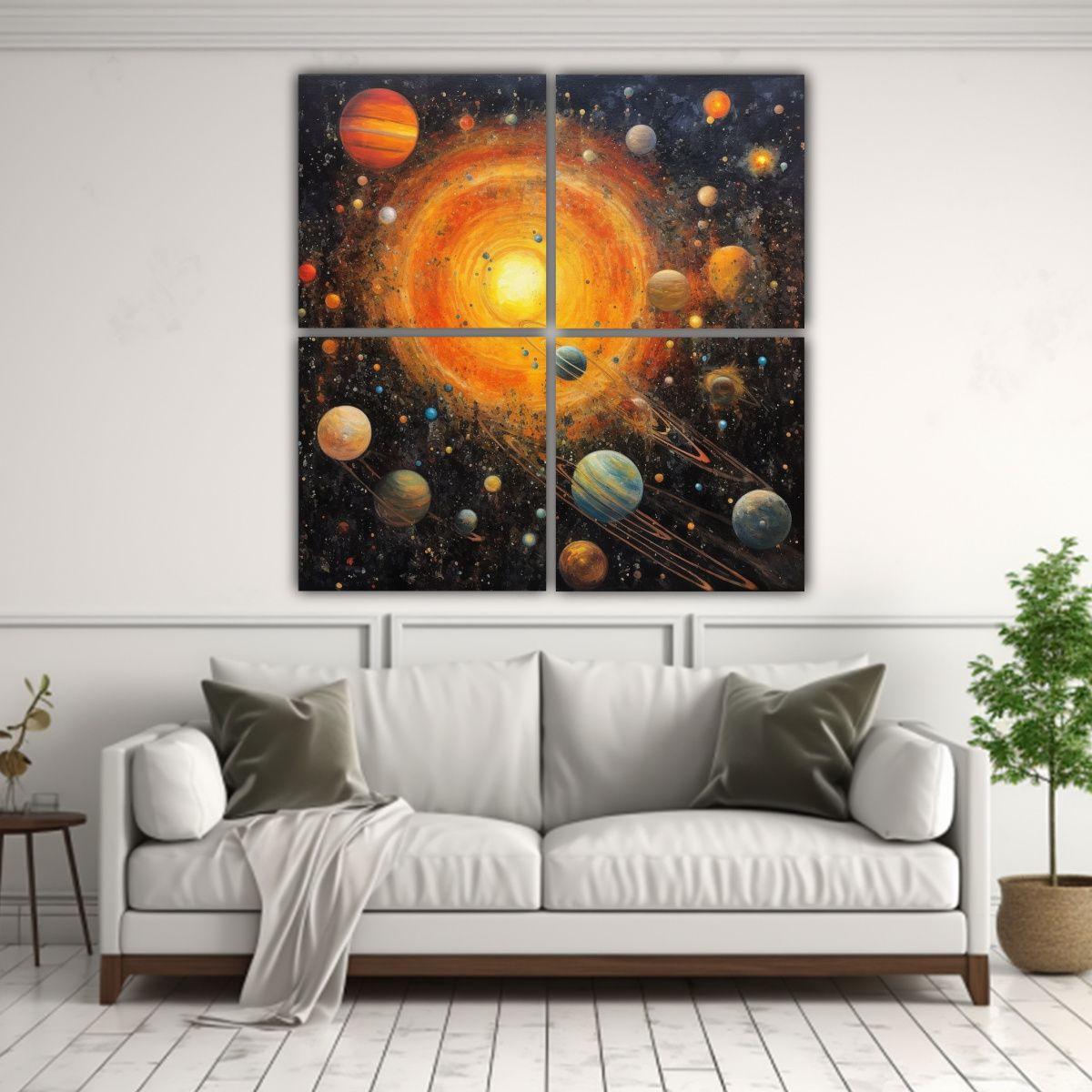 Cuadro Moderno Floral Sistema Solar 180x180 Cm-2