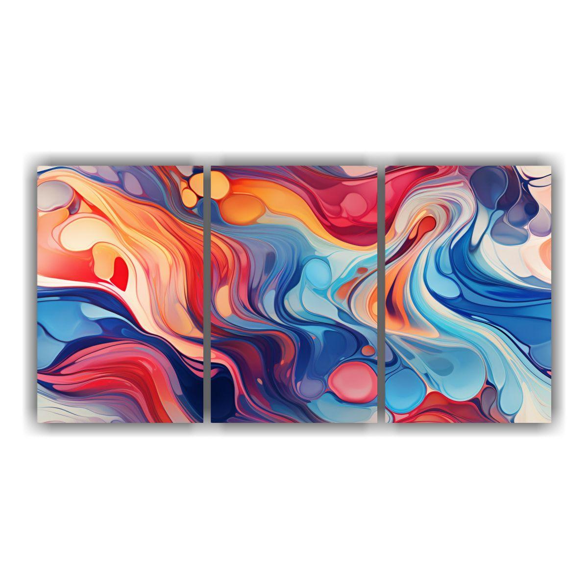Tres Lienzos Hermoso Bastidor De Madera Pintura 90x45 Cm-0
