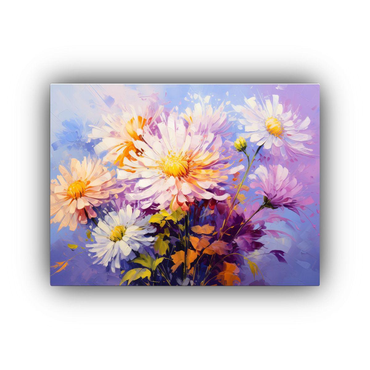 Pintura Decorativa Abstracta De Crisantemos 50x40cm-0