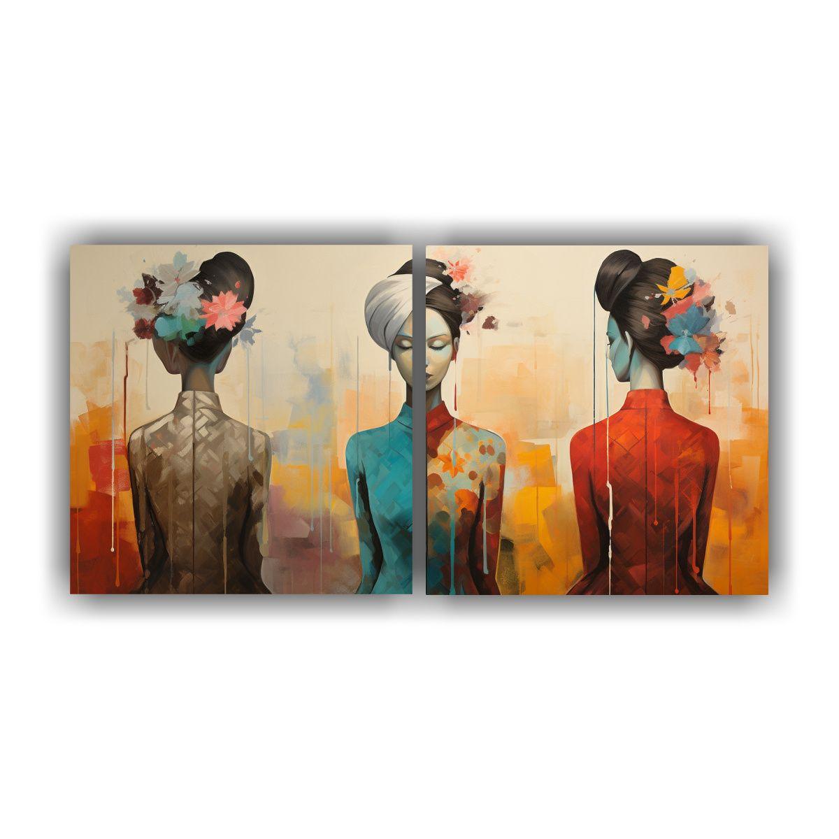 Cuadros Abstractos De Meninas En Bastidor Impreso 100x50 Cm-0