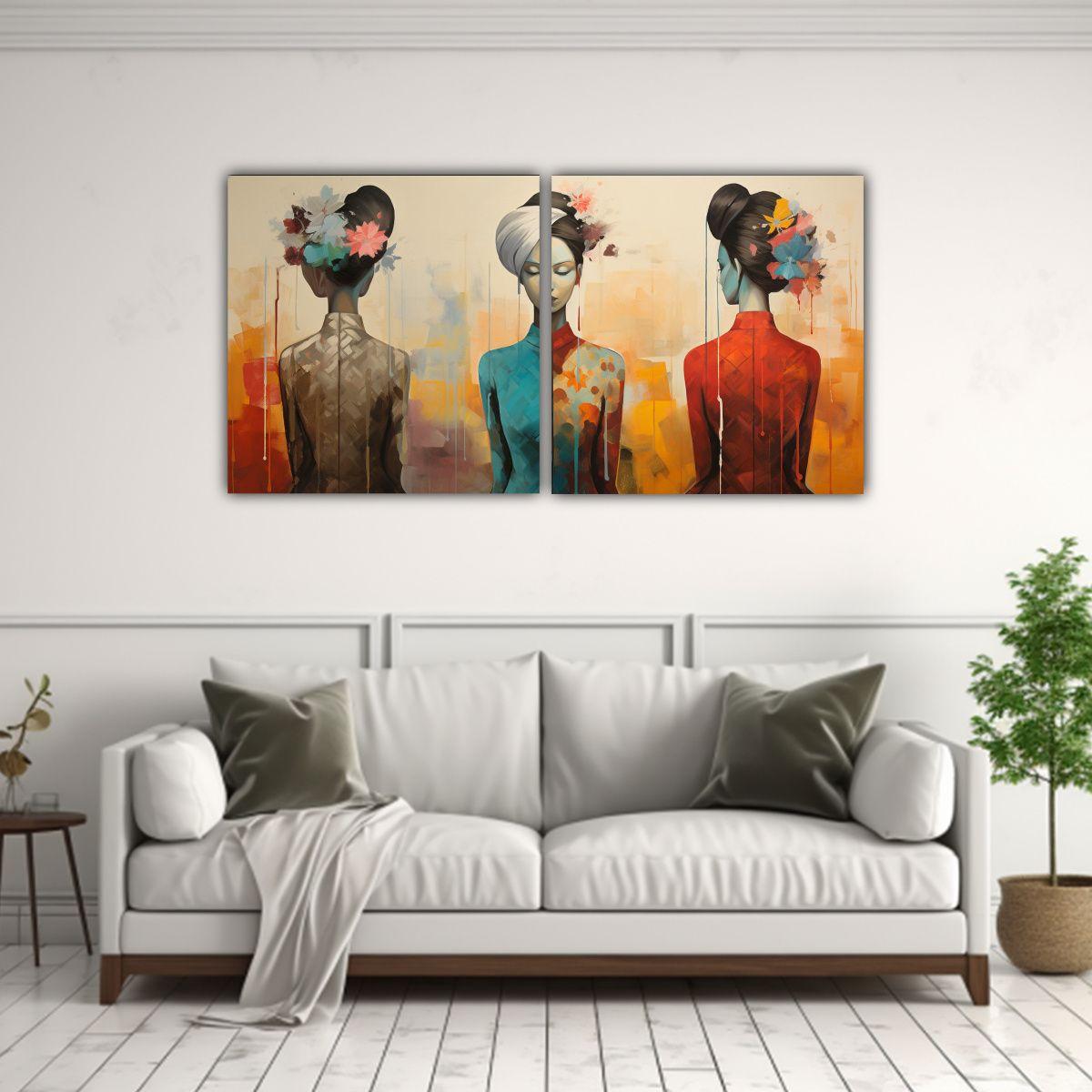 Cuadros Abstractos De Meninas En Bastidor Impreso 100x50 Cm-2