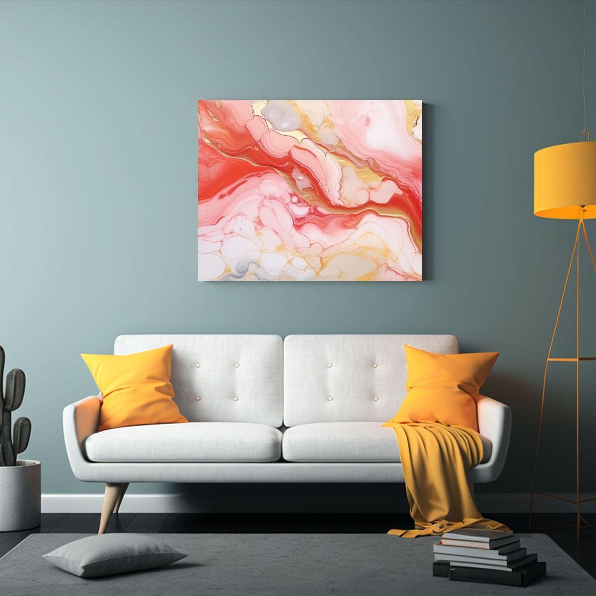 Pintura Abstracta De Lujo Natural En Arte De Pared Fluido Ec 90x60cm-2