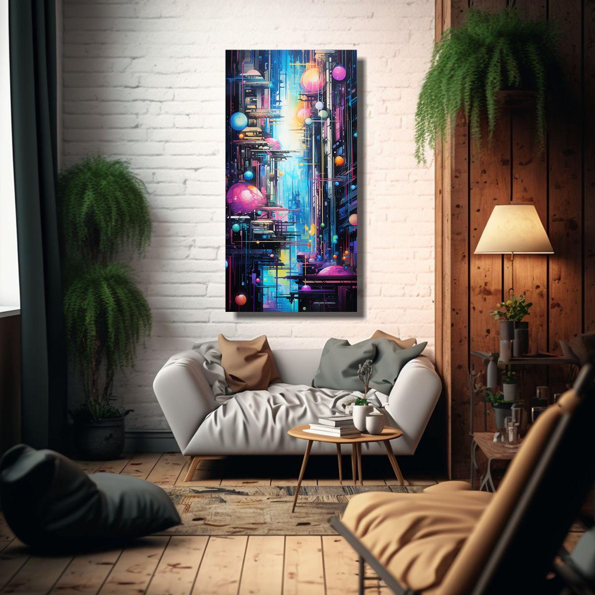 Cuadro Abstracto Para Cocina, Finas Líneas, 60x120 Cm-2