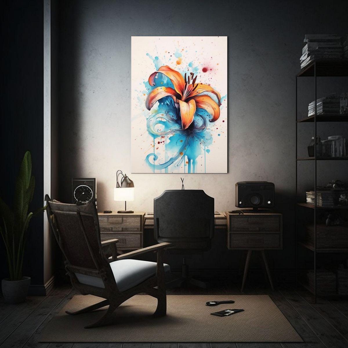 Cuadro Flor Inspiradora Estilo Acuarela Y Tinta 50x65cm-2