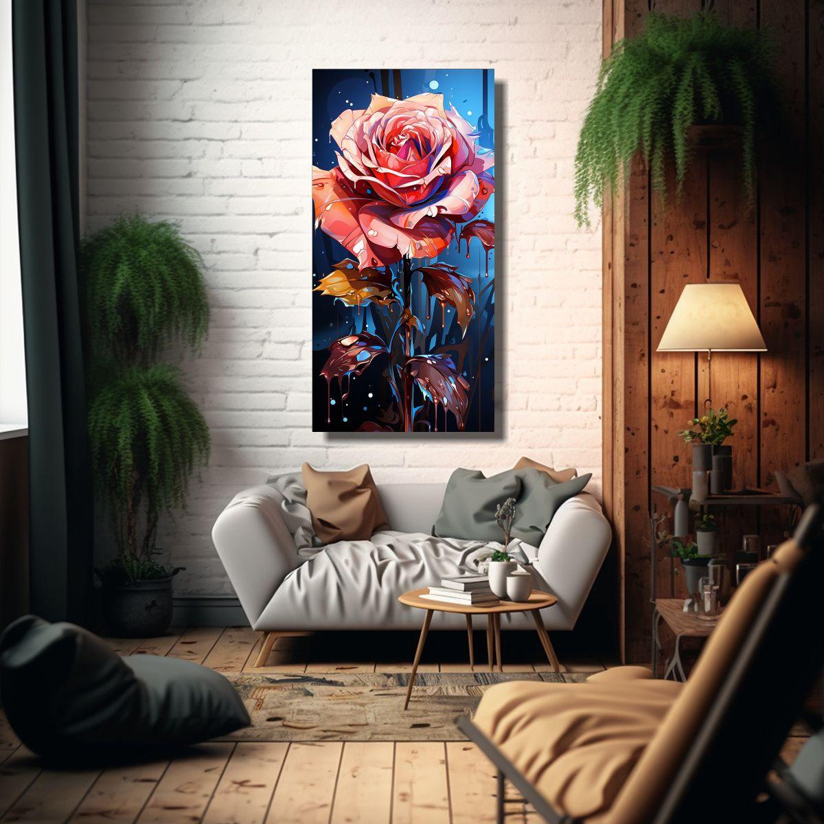 Cuadro En Bastidor Moderno, Riqueza Visual, Rosa 80x160cm-2
