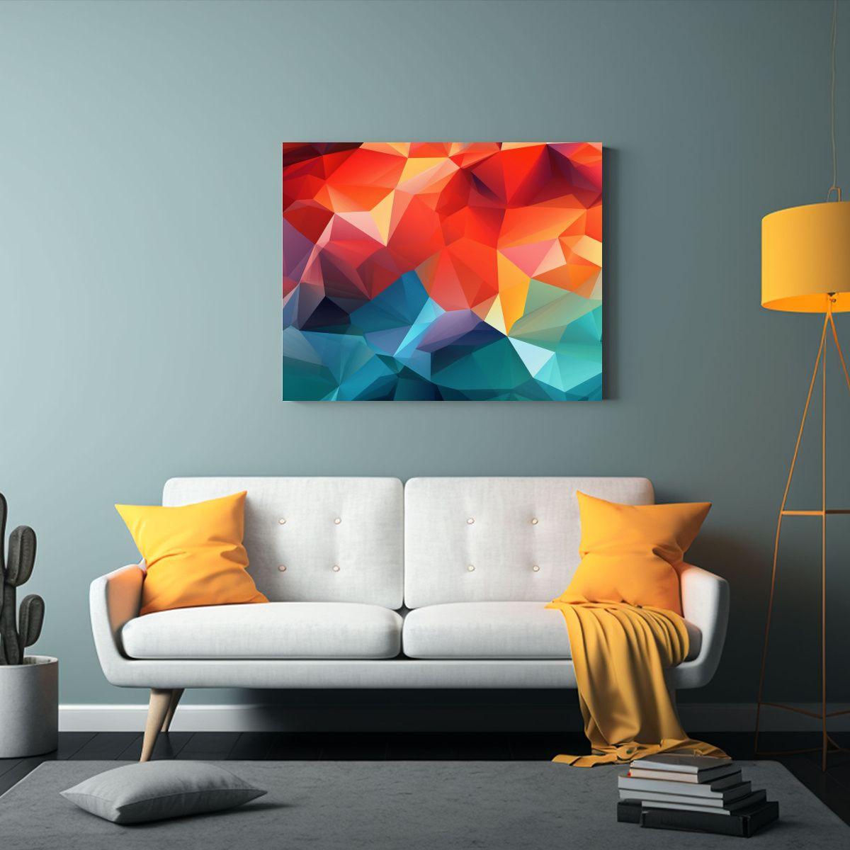 Fondo Geométrico Abstracto En Lienzo Multicolor Para Decora 65x50cm-2