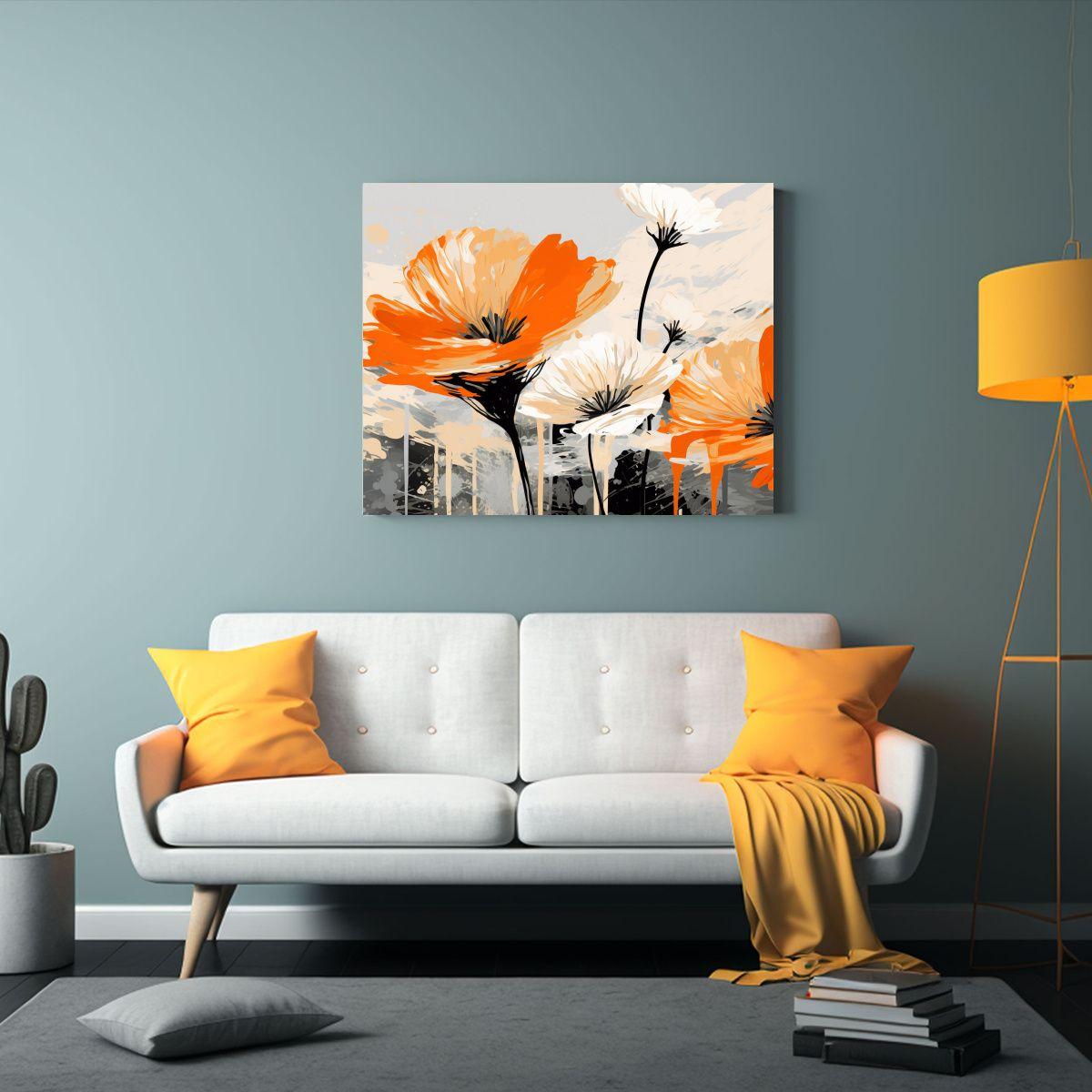 Pinturas Decorativas En Estilo Neonoir Con Tonos Blancos Y N 90x60cm-2