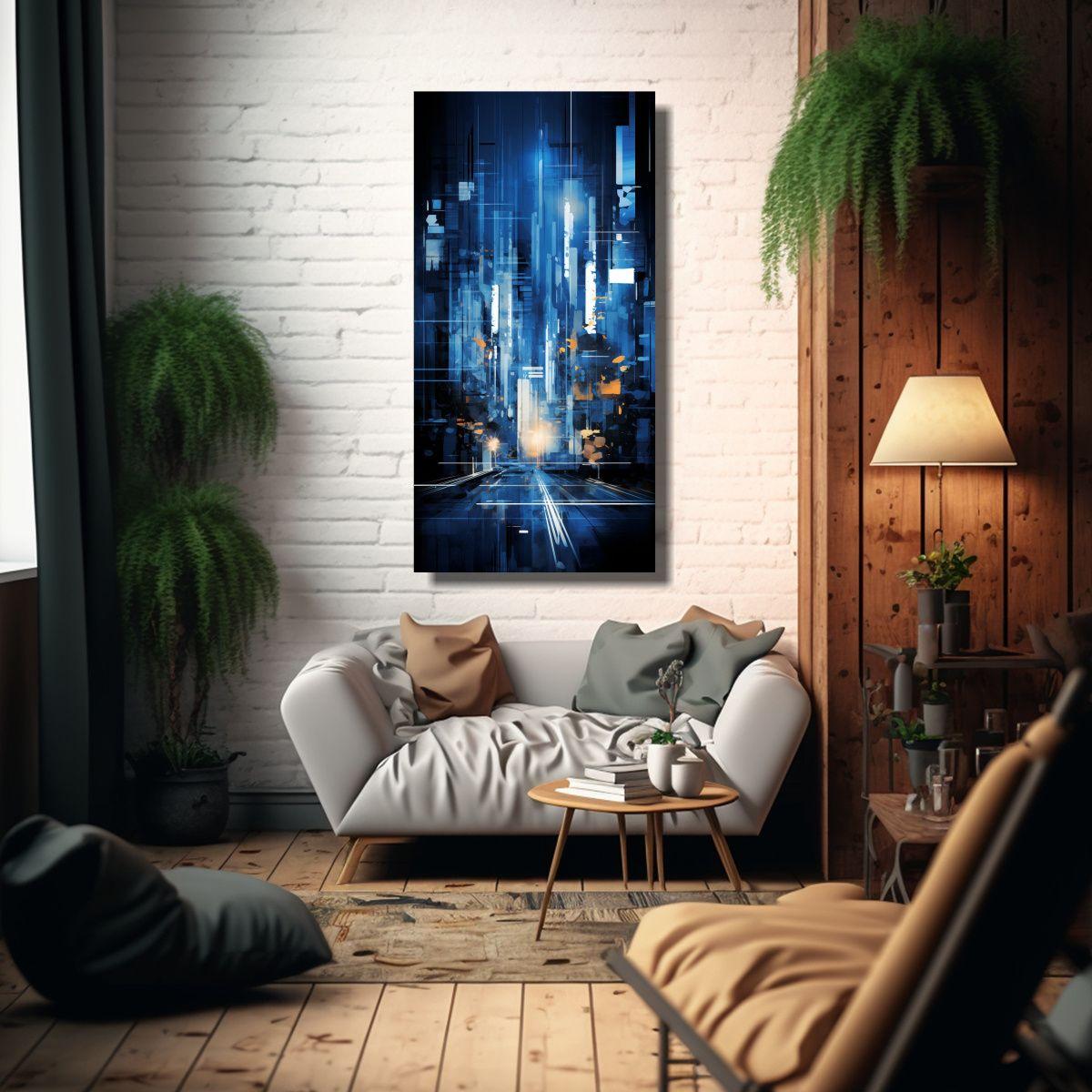 Pinturas Decorativas De Composición Moderna Azul 80x160cm-2