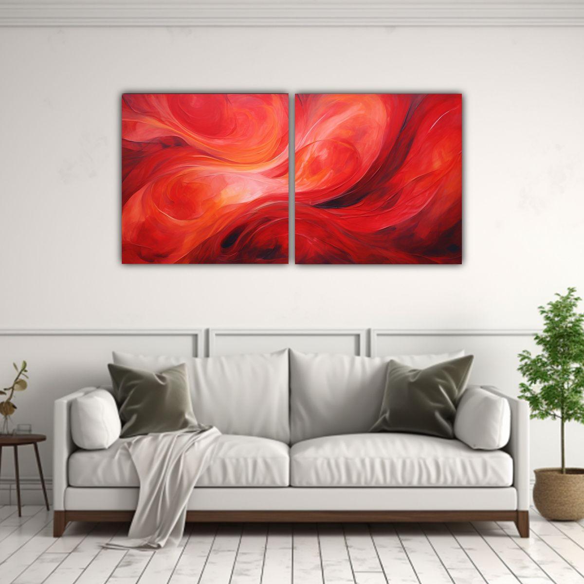 Cuadros Abstractos Simétricos En Vibrantes Tonos 60x30 Cm-2